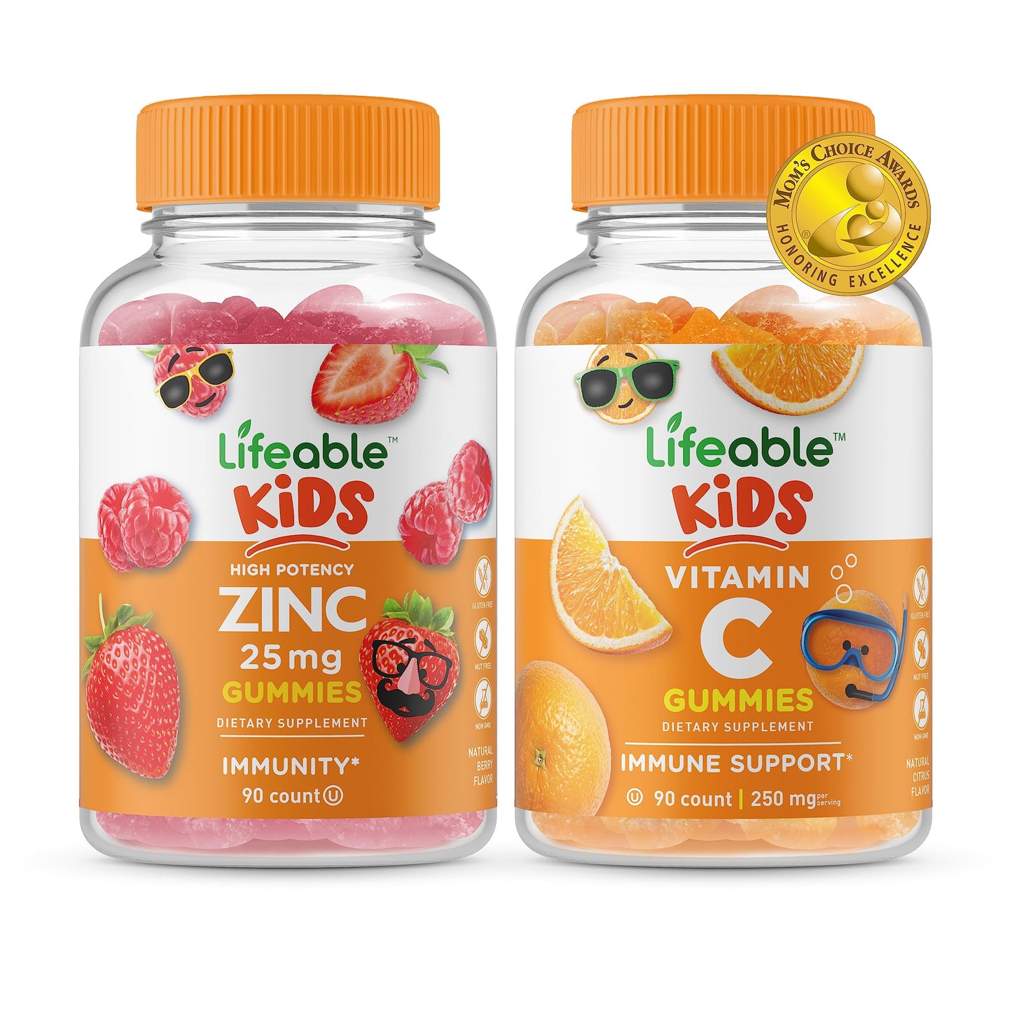 Lifeable Zinc 25mg + Vitamin C for Kids, Gummies, 180 Count