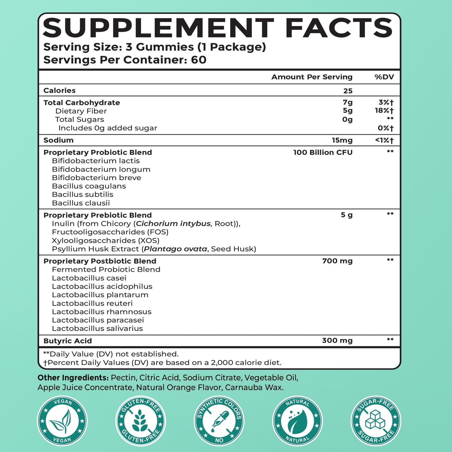 Hanliste Probiotic Gummies, Probiotic Prebiotic & Postbiotic Gummy 180 Count