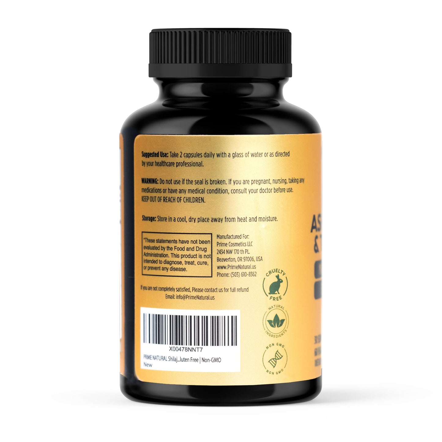 Prime Natural Shilajit 1000mg, Irish Sea Moss 100mg, Ashwagandha 100mg, Tongkat Ali, Boron, Magnesium, PQQ & More Capsule, 60 Capsules