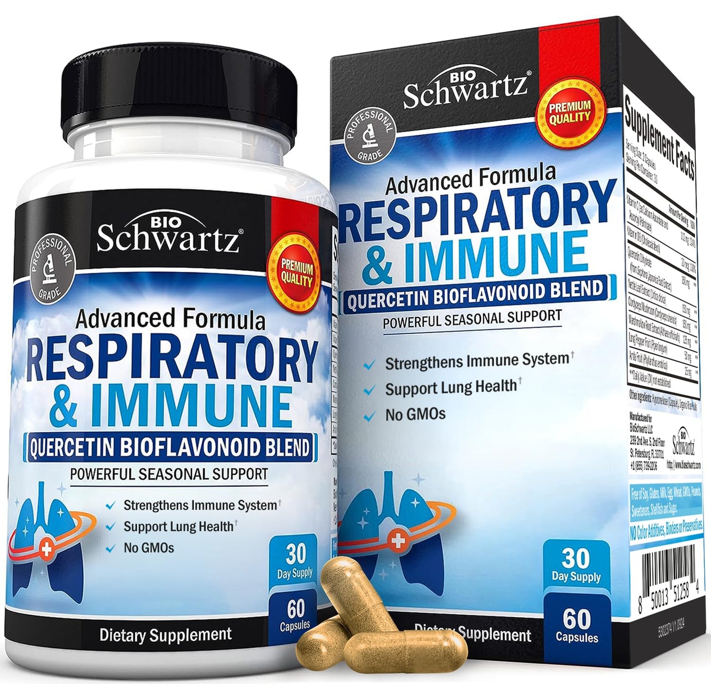 BioSchwartz Lung Detox Respiratory & Immune Support Supplement, 60 Capsules