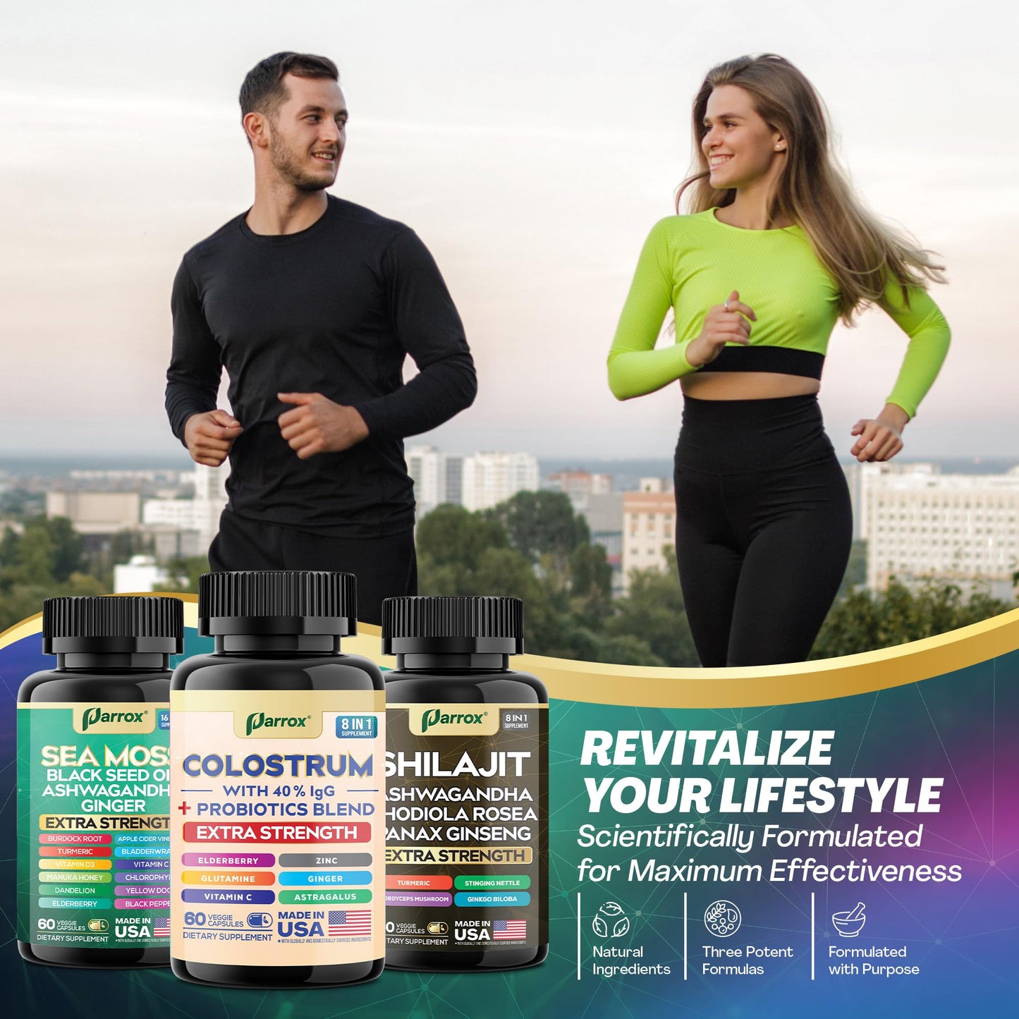 Parrox Sea Moss Shilajit Colostrum Black Seed Complete Vitality Trio Bundle Capsule 180