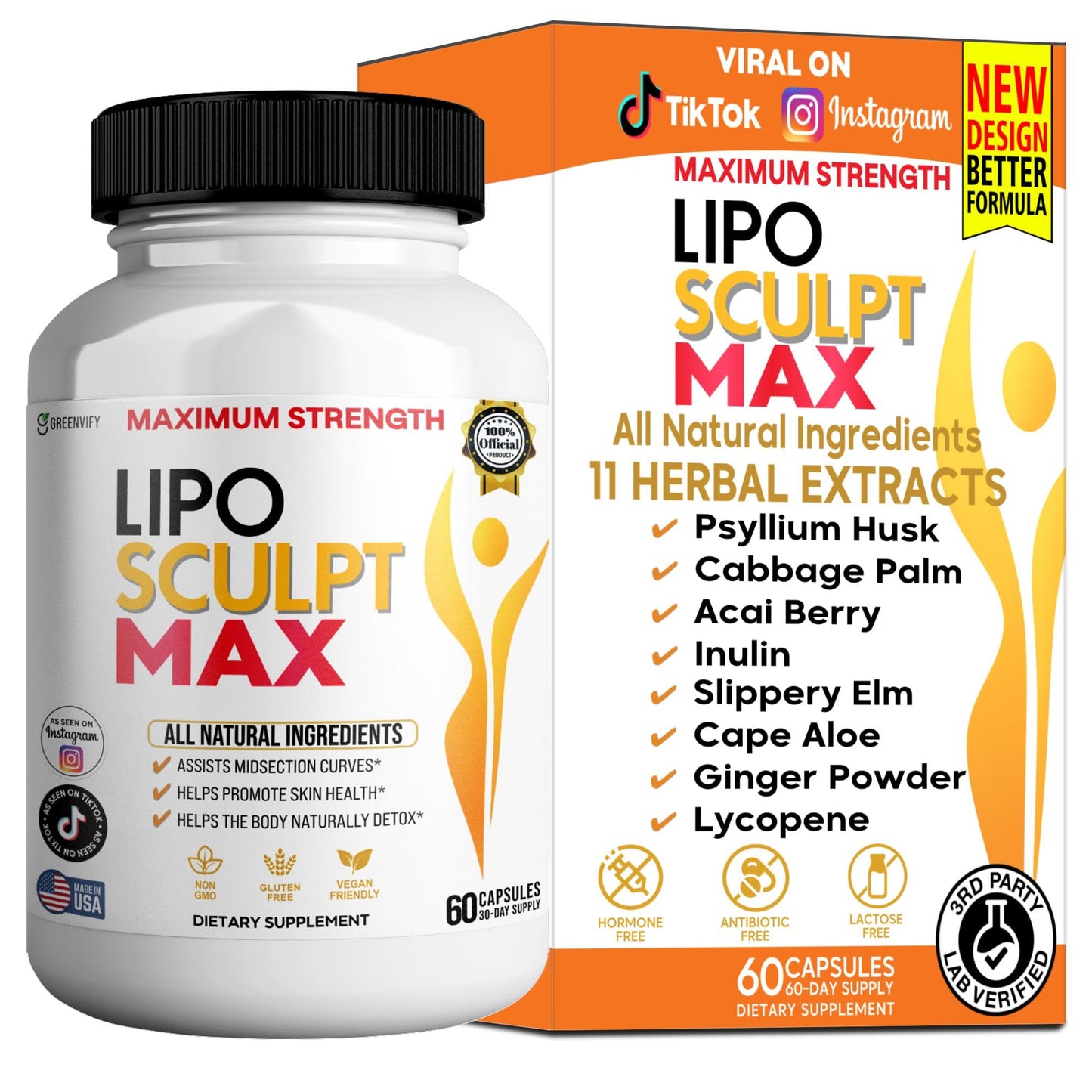 GREENVIFY Lipo Sculpt Max Maximum Strength Dietary Supplement Capsules 60