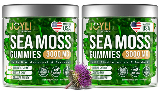 JOYLI Nutrition Sea Moss Gummies with Bladderwrack & Burdock Root – Vegan Irish Sea Moss Supplement, Sugar-Free, 120 Gummies