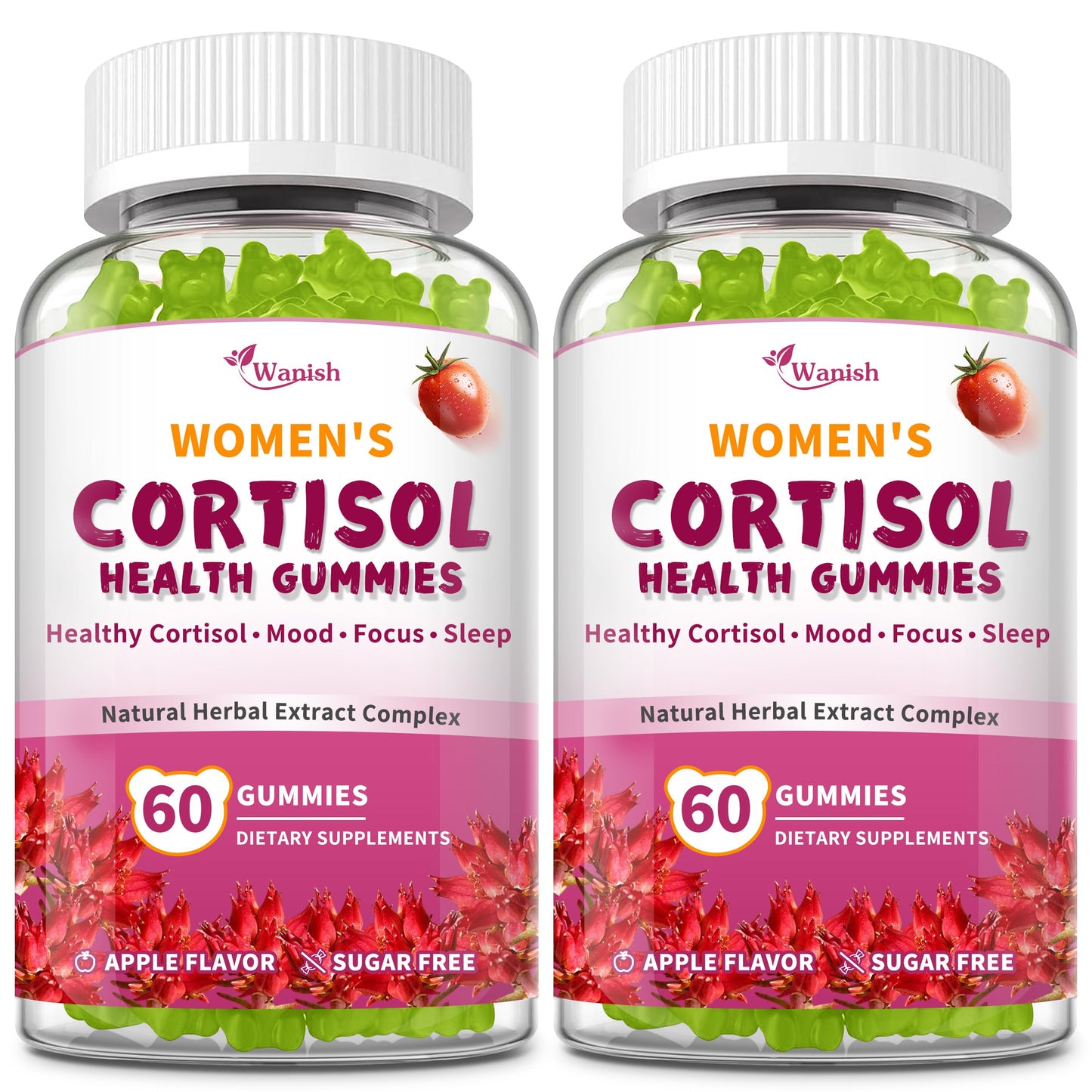 Wanish Cortisol Gummies for Women - Cortisol Manager Adrenal Support, 120 Count
