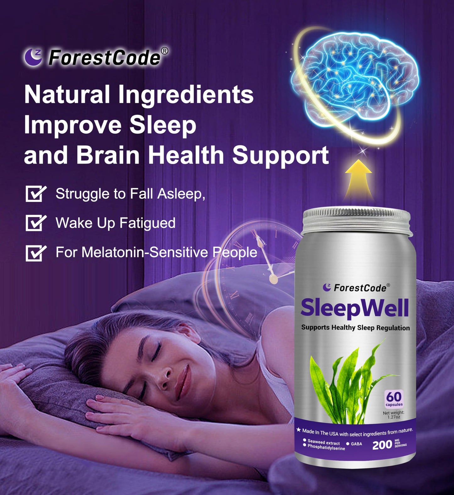 ForestCode Melatonin Free Sleep Aid 60 Capsules