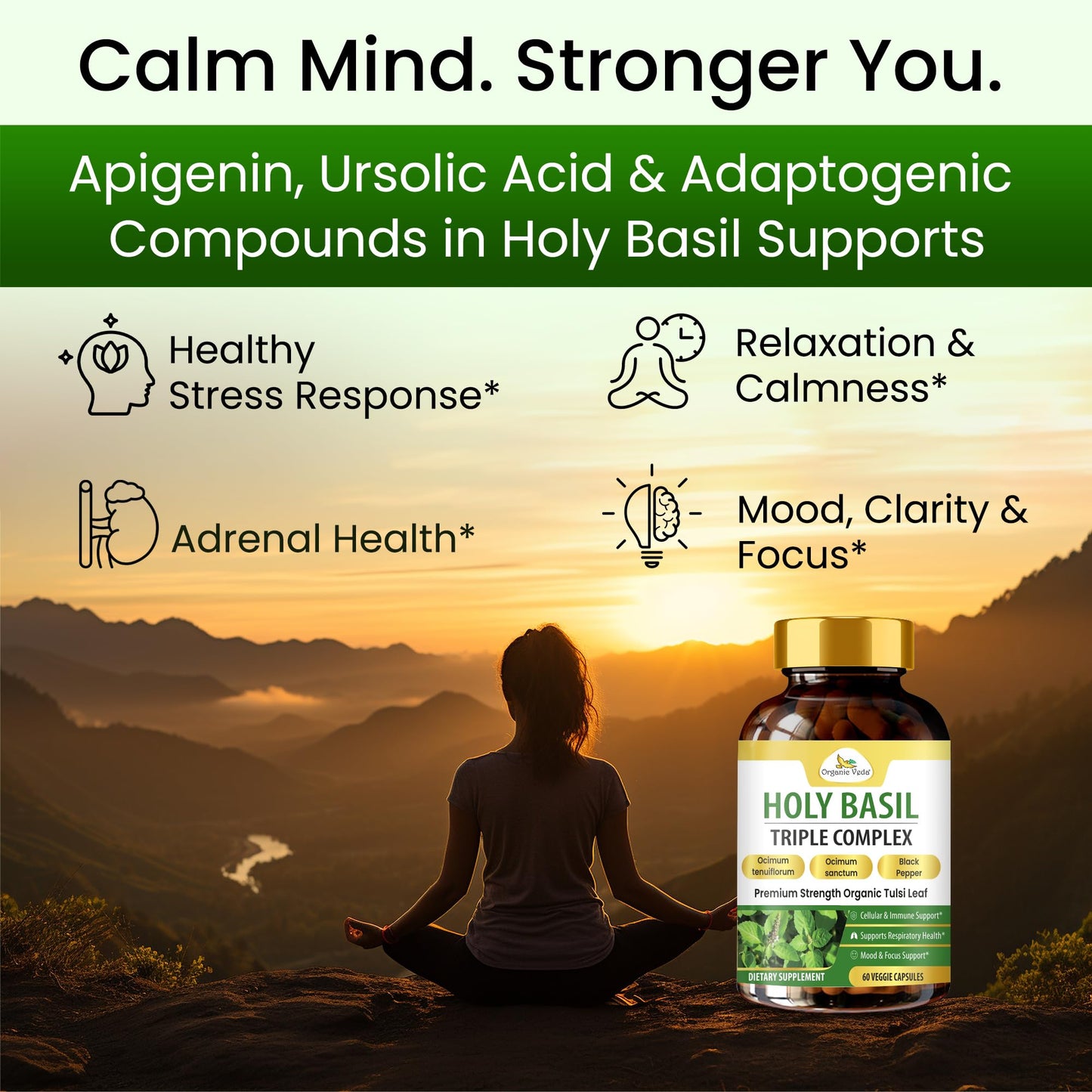 Organic Veda Holy Basil Capsules, 60 Count