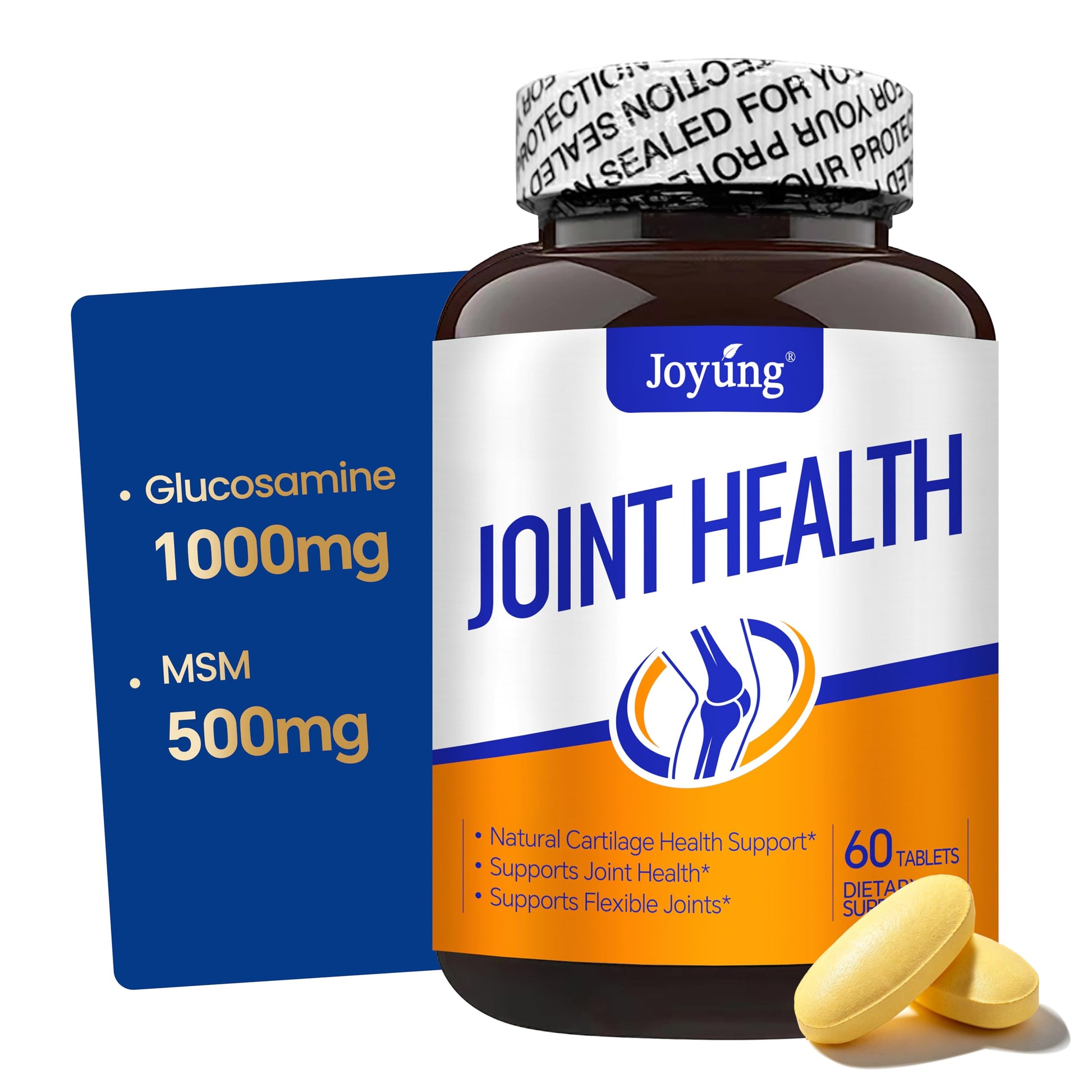 Joyung Joint Health Supplement with 1000mg Glucosamine & 500mg MSM - Advanced Cartilage & Bone Support - Includes Vitamin D3, Manganese & Eggshell Membrane, 60 Tablets