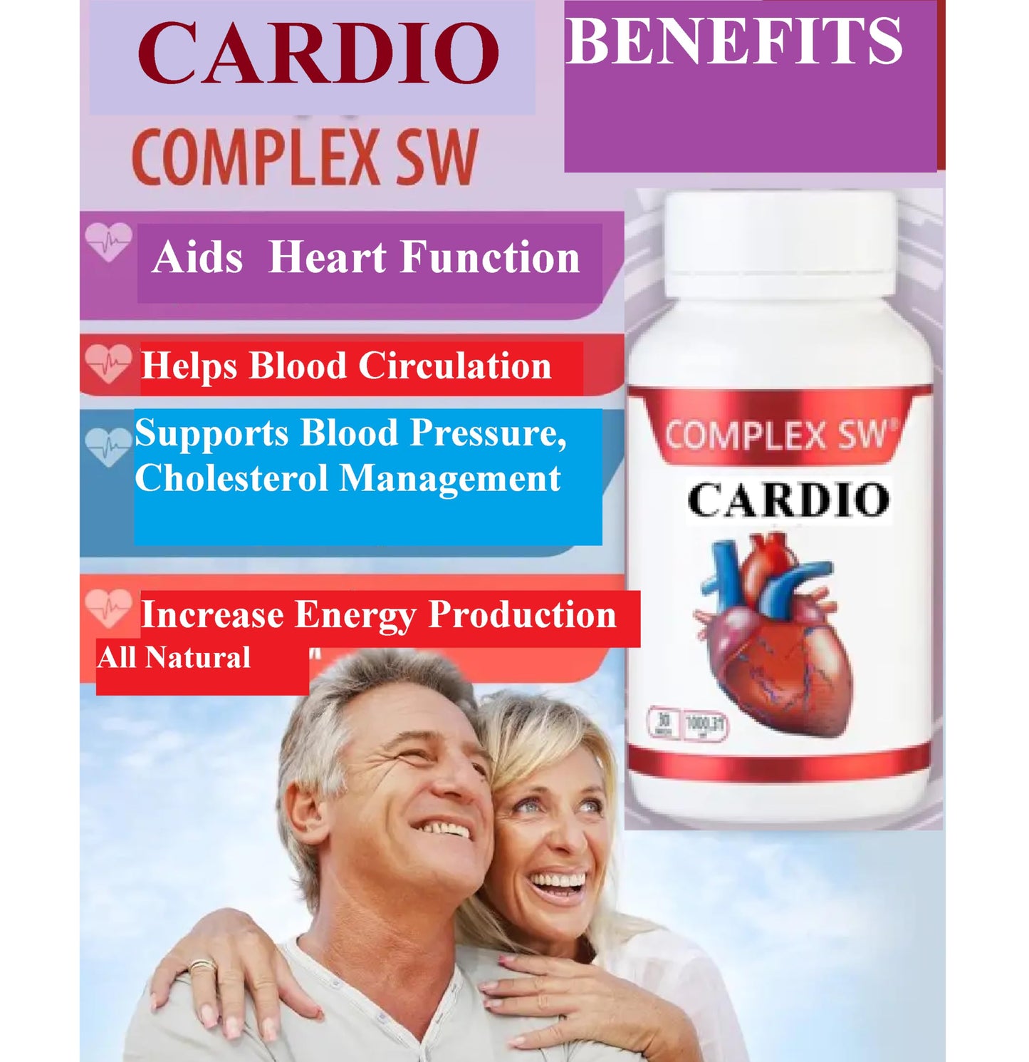 GENERIC Cardio Heart Health Supplements for Healthy Blood Circulation & Blood Pressure Support with Potassium, Magnesium, Chromium, Zinc, Manganese, Selenium 30 Capsules