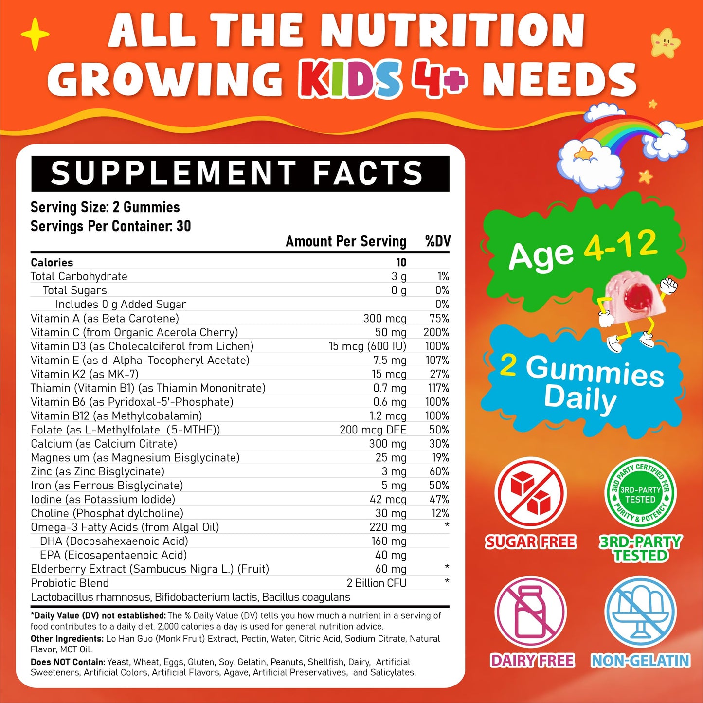 Tcemundry Kids Multivitamin Gummies, 60 Gummies