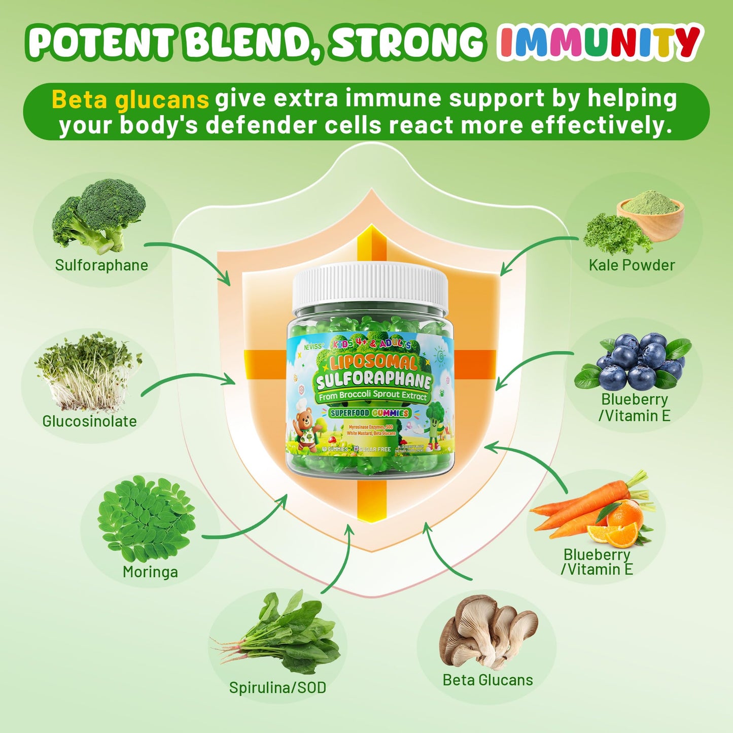 NEVISS Liposomal Sulforaphane Gummies from Broccoli Sprouts 60 Gummies