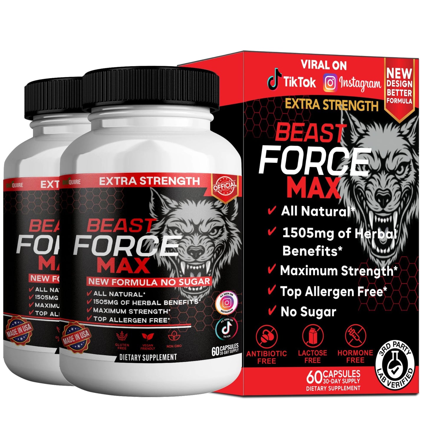 BIOQUIRE Beast Force Max Extra Strength Maca Root Complex 60 Capsules