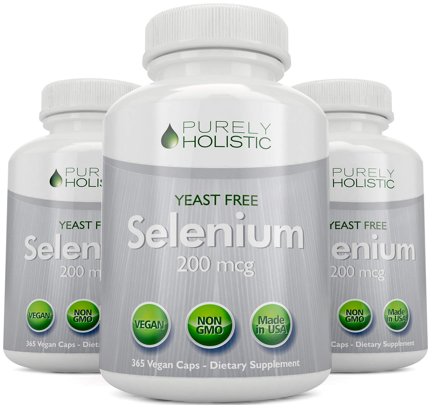 Purely Holistic Selenium 200mcg Vegan Capsules - L-Selenomethionine, Antioxidant Trace Mineral, Made in USA, 365 Capsules
