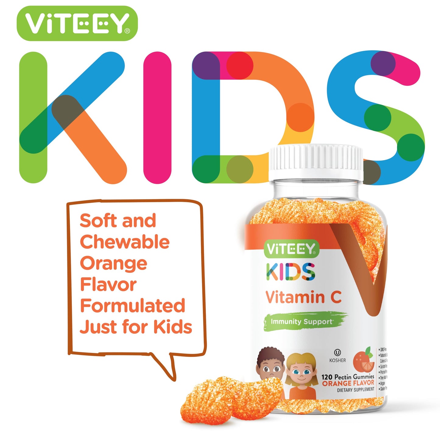 Viteey Kids Vitamin C Gummies 120 Count