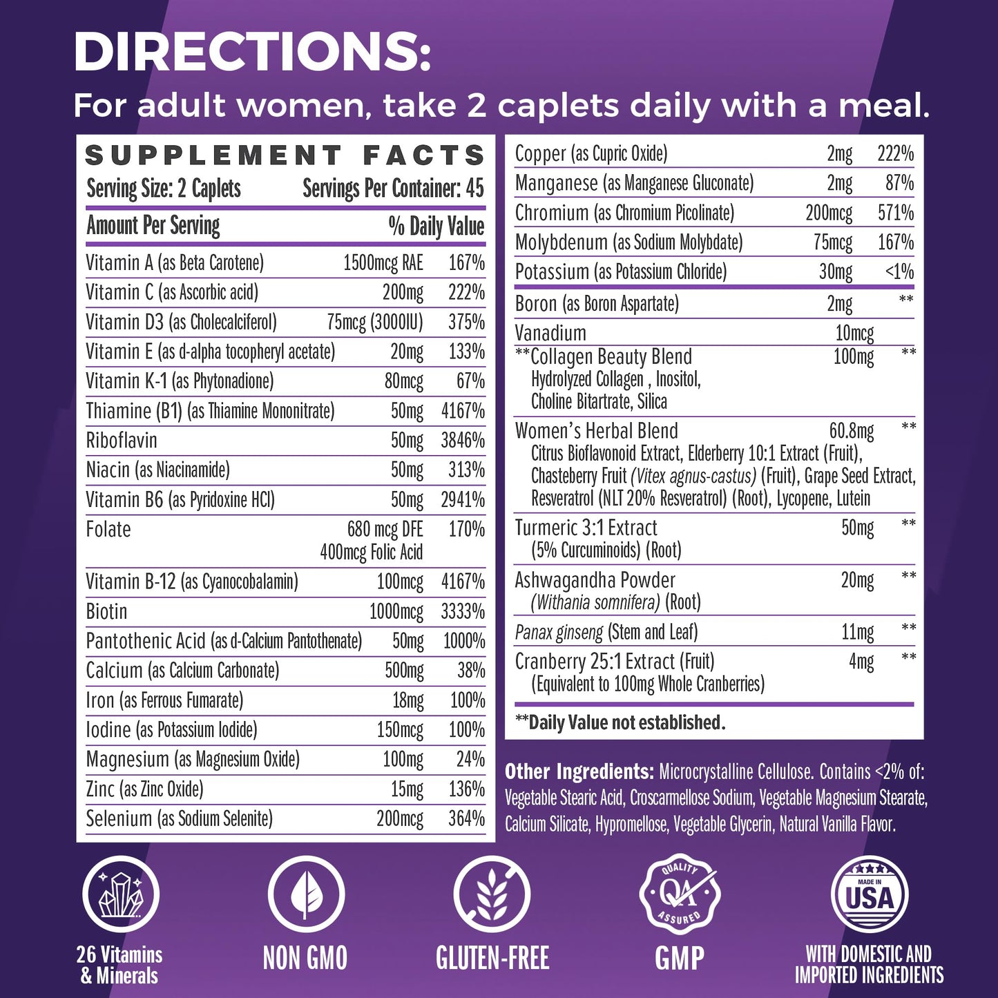 Vitamin World Ultra 360 Multivitamin for Women Caplets 90 Count