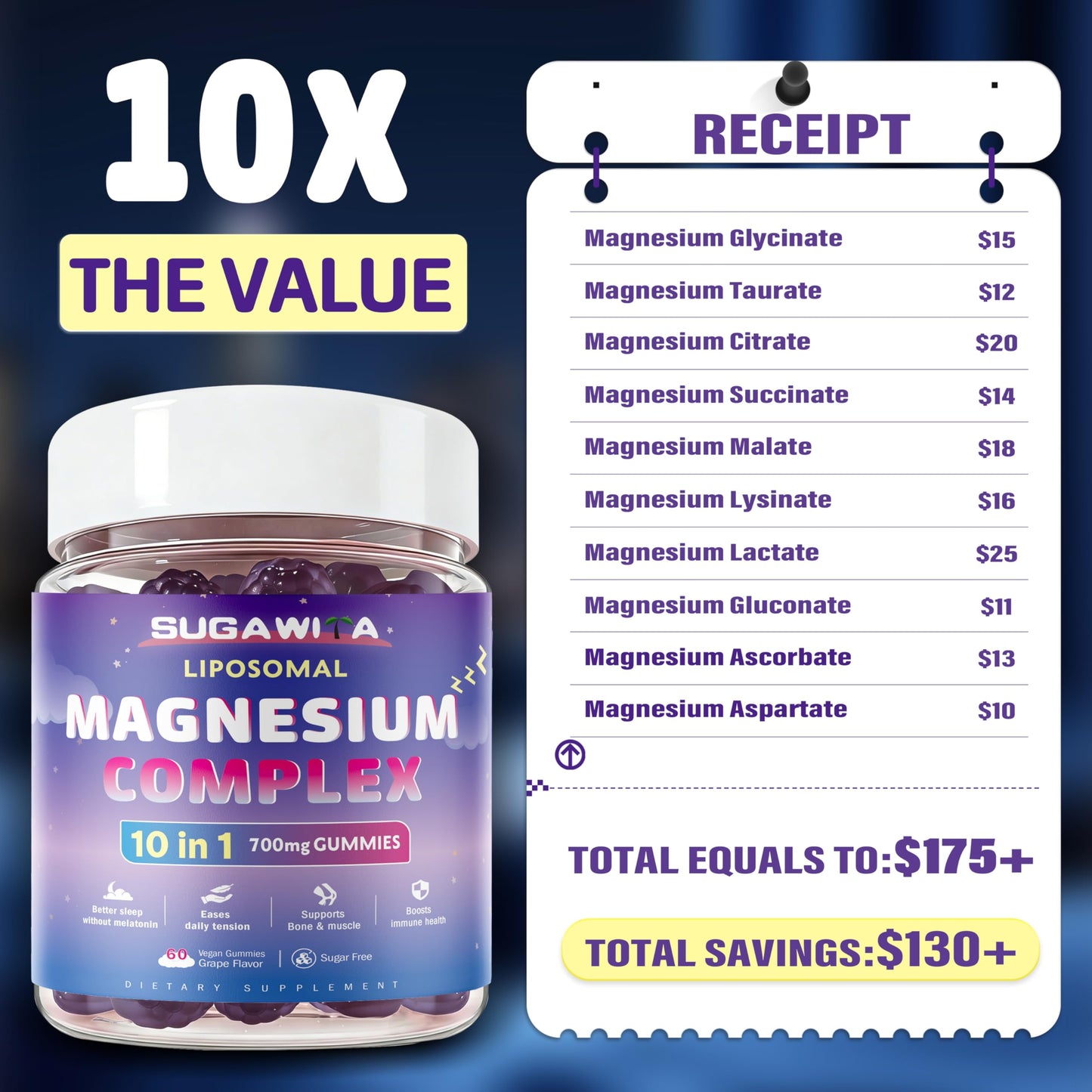 SUGAWITA Magnesium Complex for Women 60 Gummies