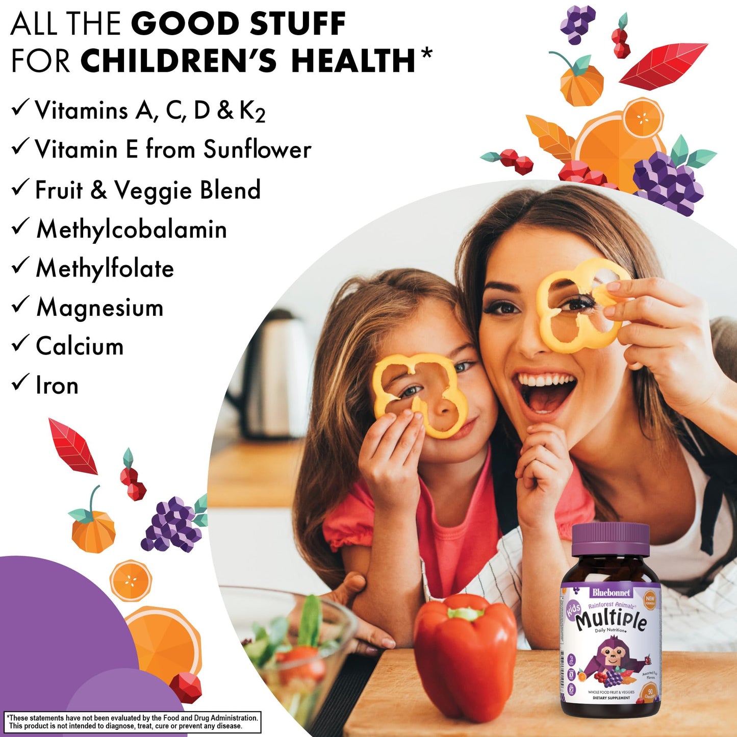 BlueBonnet Rainforest Animalz Whole Food Based Multivitamin & Mineral Kids Chewables, 180 Chewable Tablets