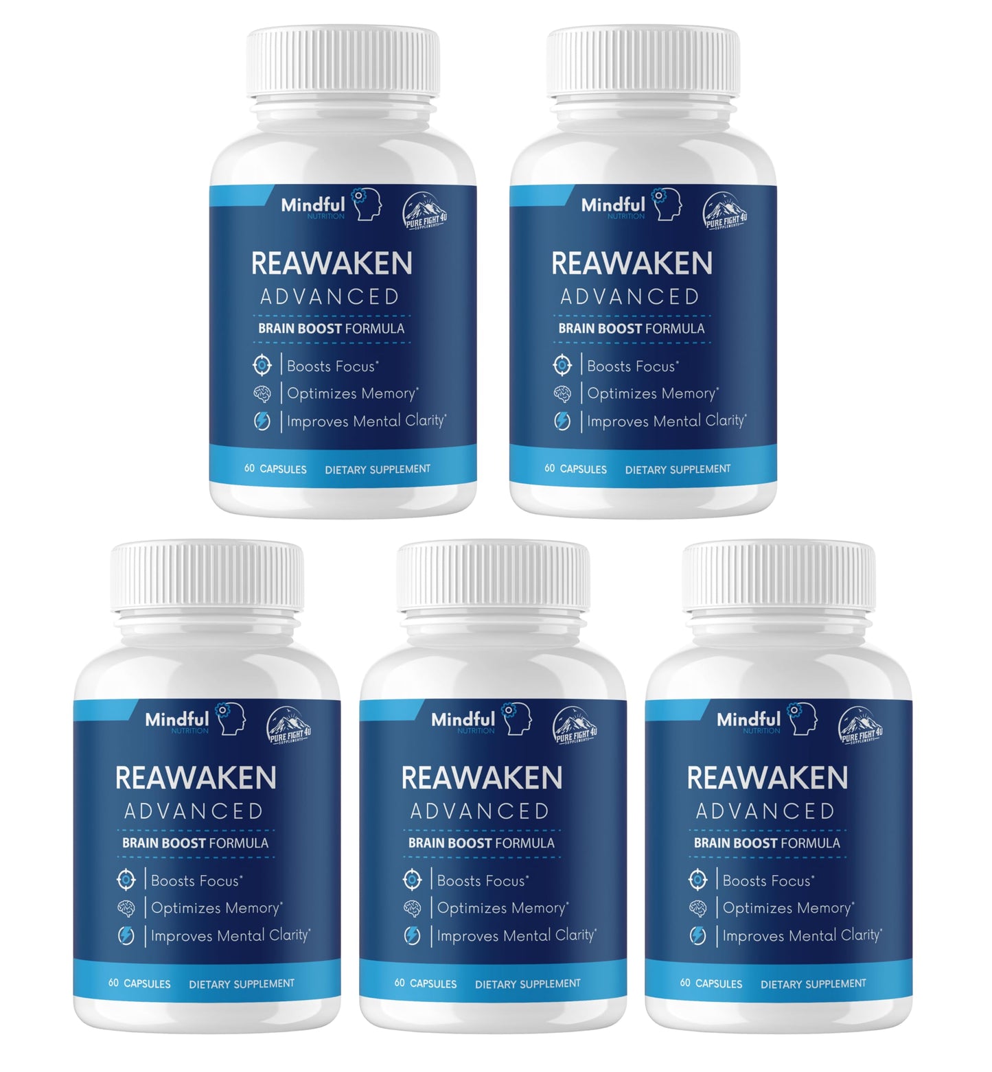 PureFight4U Reawaken Advanced Supports Brain Function Dietary Supplement Brain Boost Formula 60 Capsules
