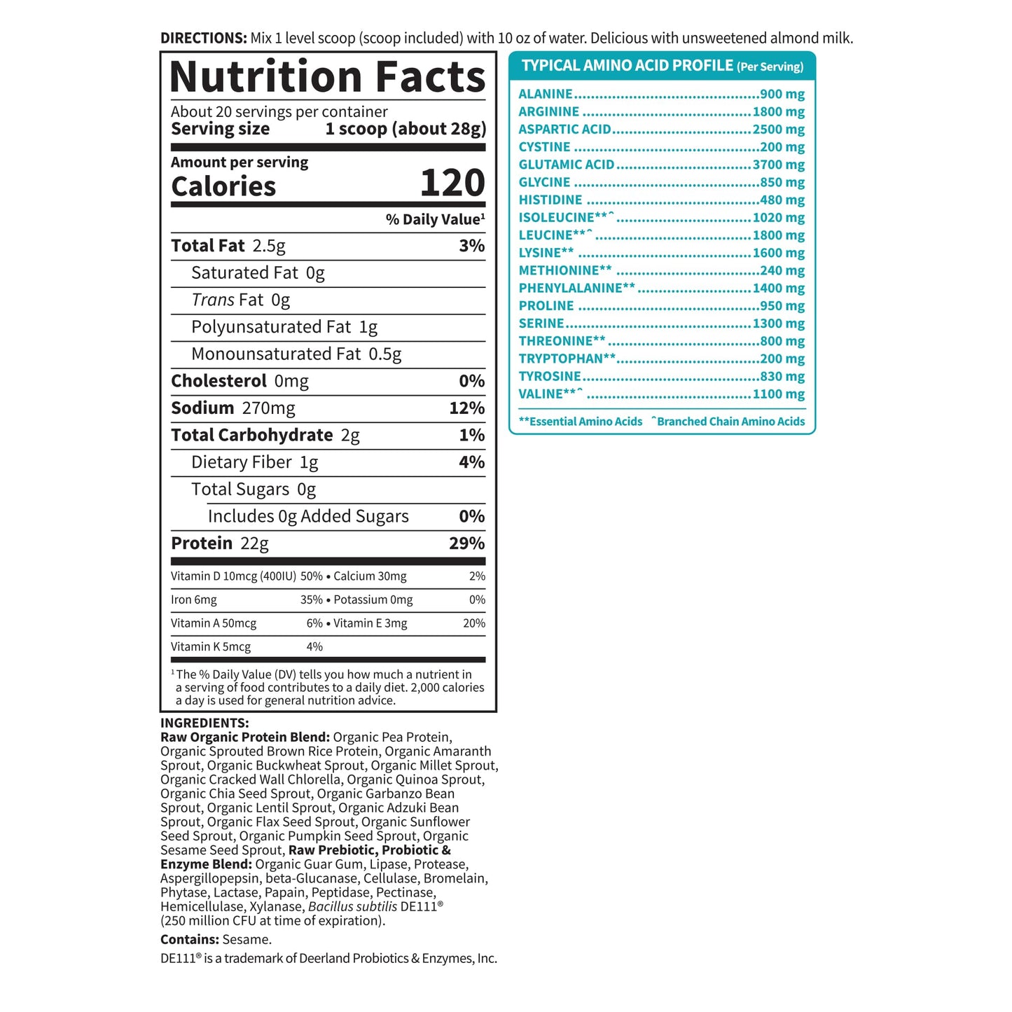 Garden of Life Organic Vegan Protein Powder, 1.23 lb