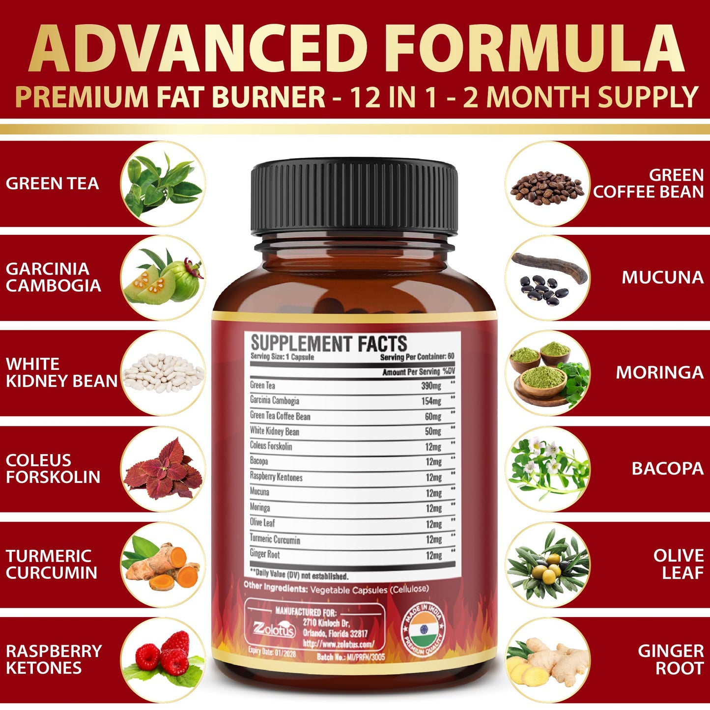 Zolotus Premium Weight Loss Pills for Women 120 Capsules