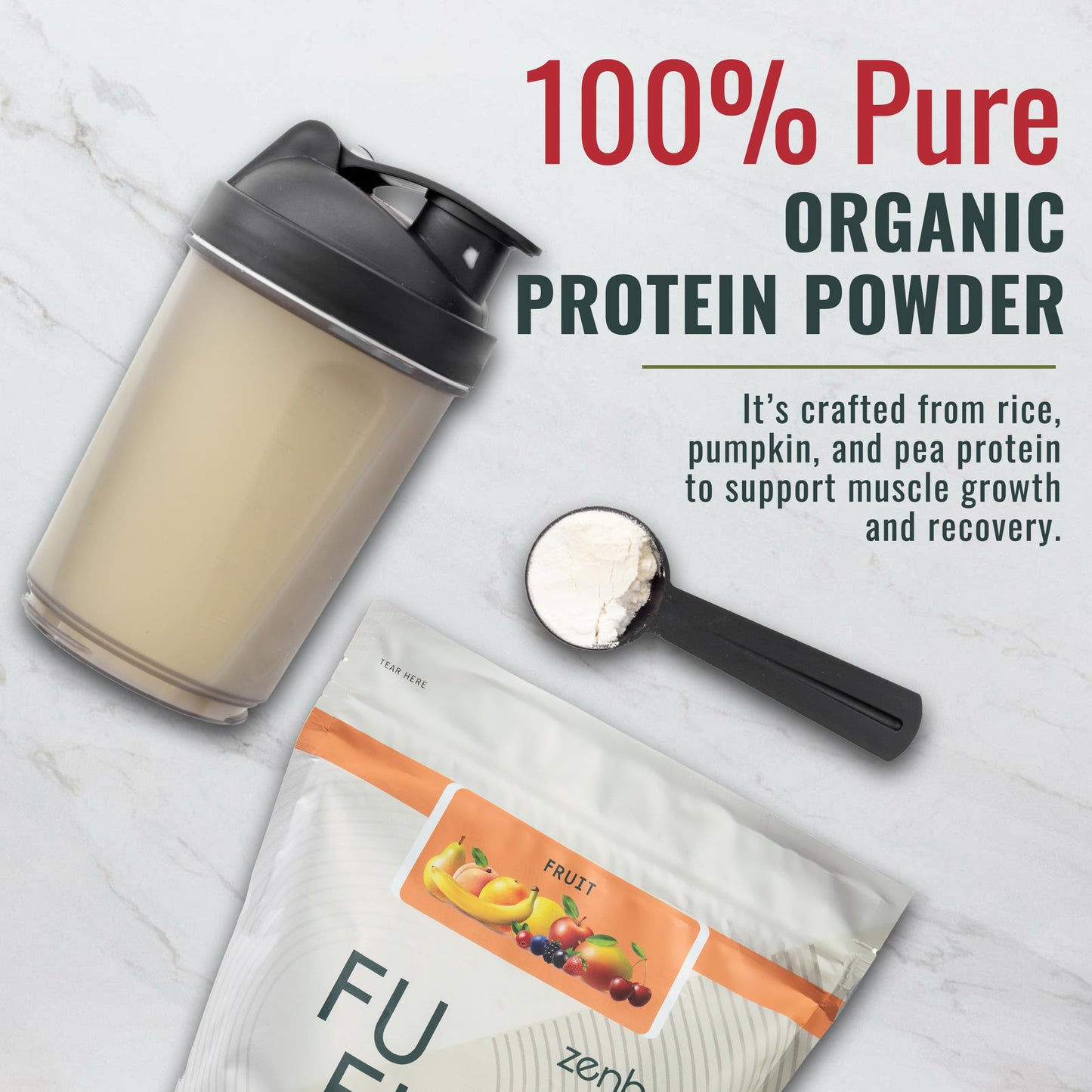 Zenbodi Fuel Vegan Protein Powder Fruit Flavor 2.01 lb