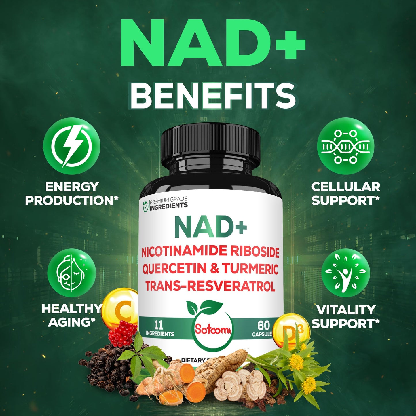 Satoomi NAD Supplement for Women Capsules 60 Count