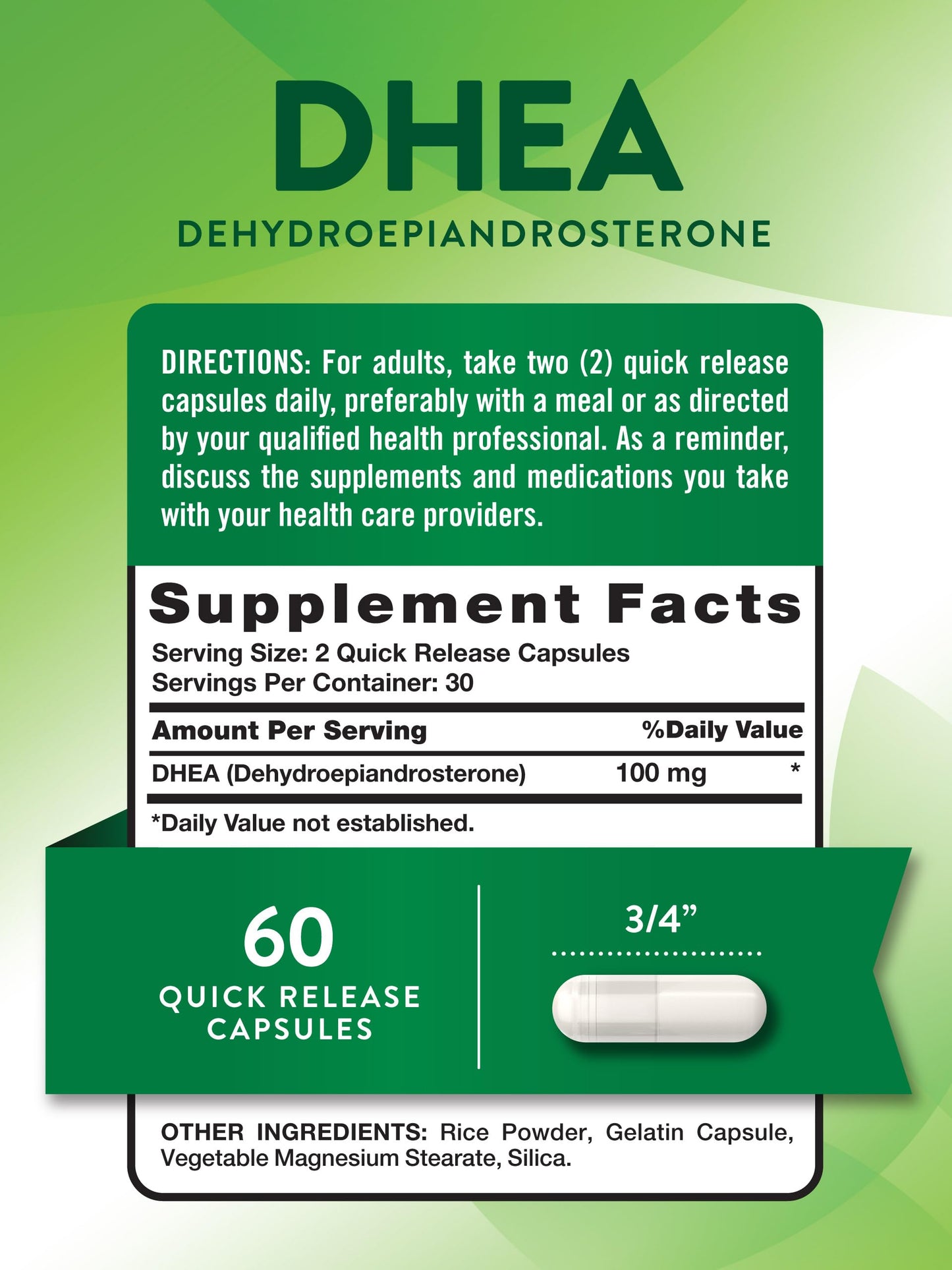 Nature's Truth DHEA 100mg Capsule, 60 Count