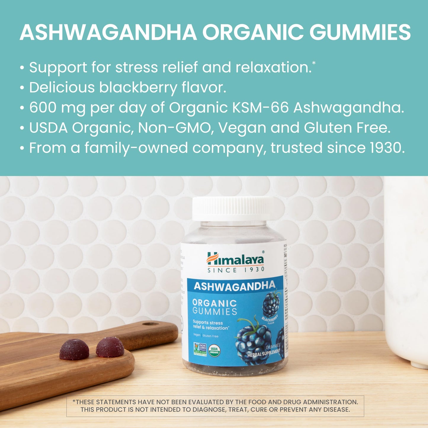 Himalaya Ashwagandha Organic Gummies, 60 Gummies
