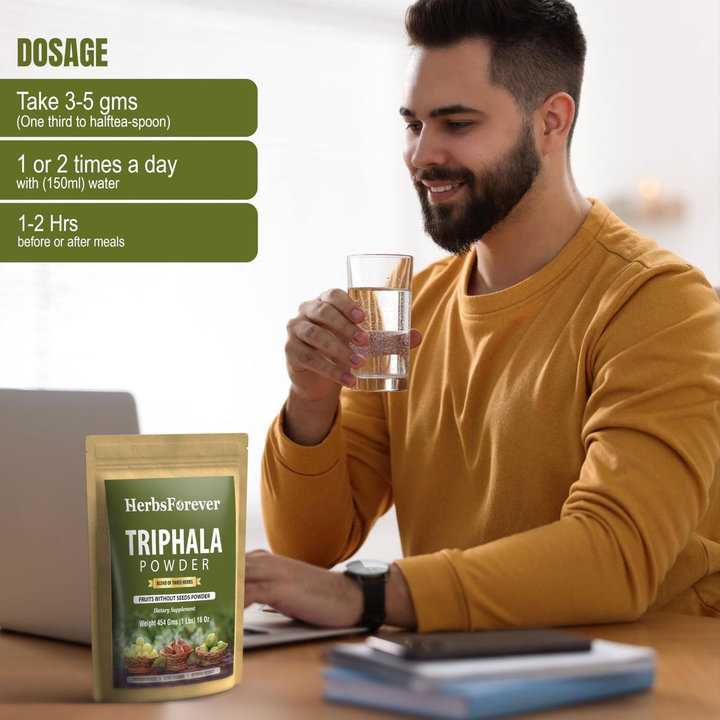 Herbsforever Triphala Churna Powder 16 Ounce