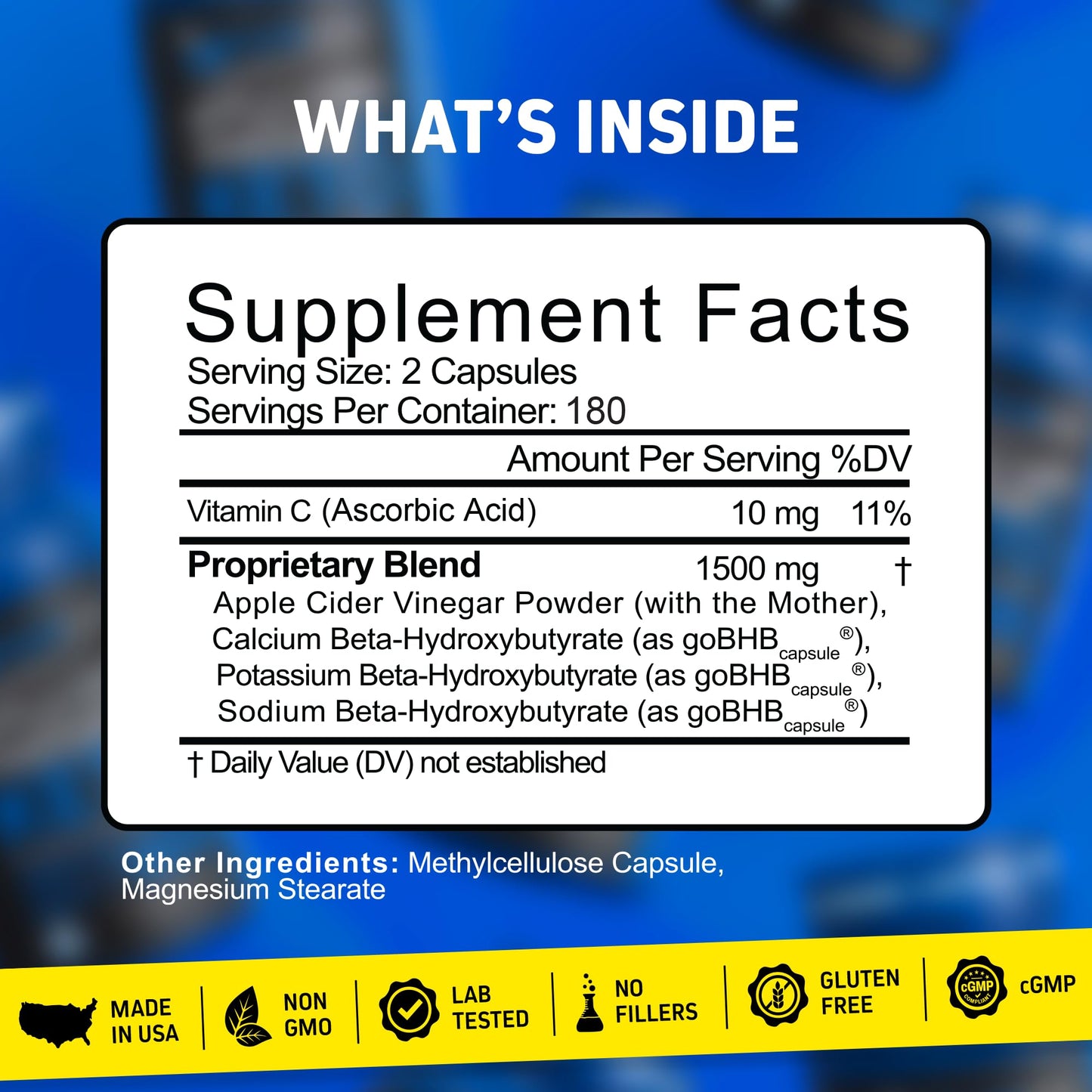 Herbtonics Metabolic Optimizer & Satiety Complex Apple Cider Vinegar + BHB Capsules, 360 Capsules