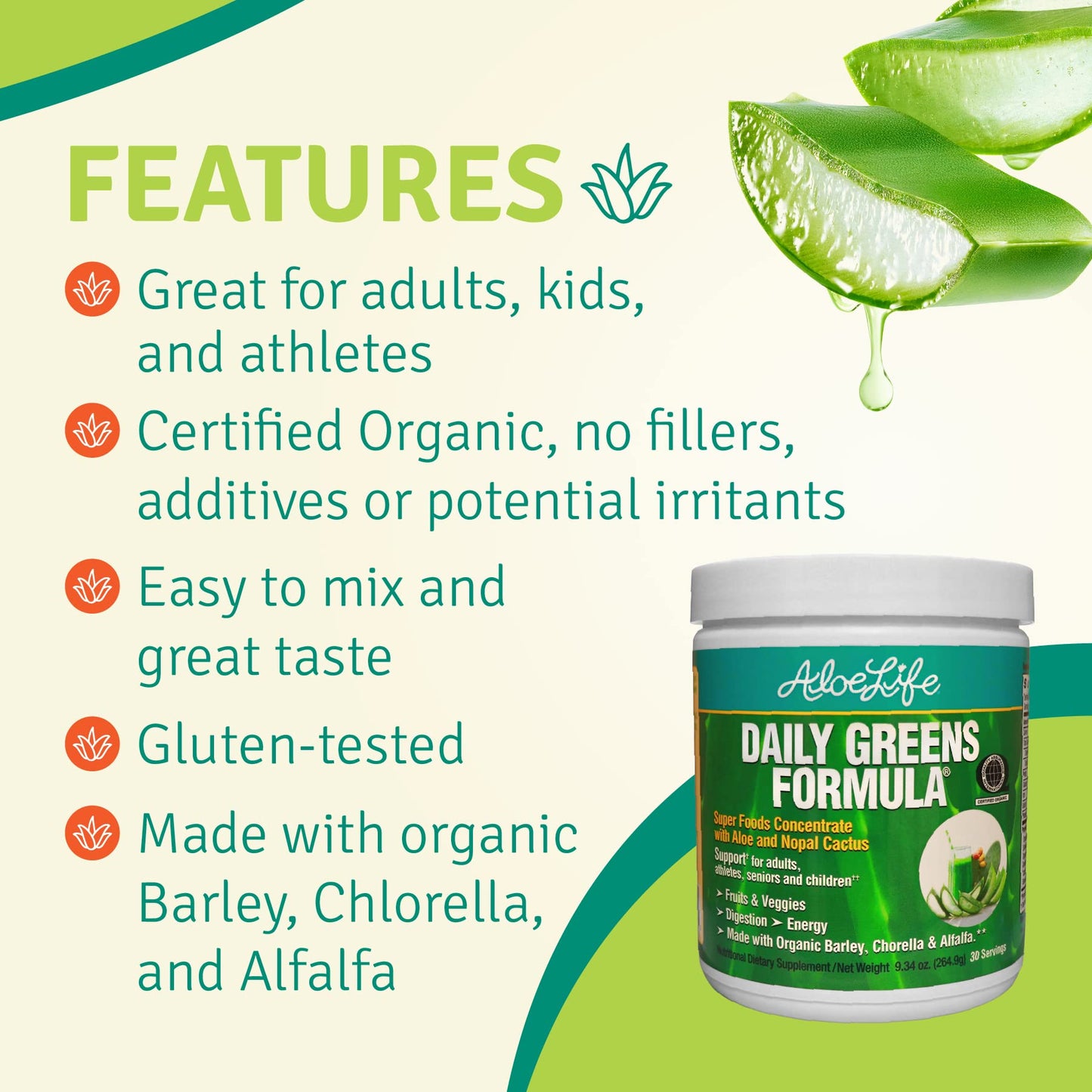 Aloe Life Daily Greens Powder 30 Servings