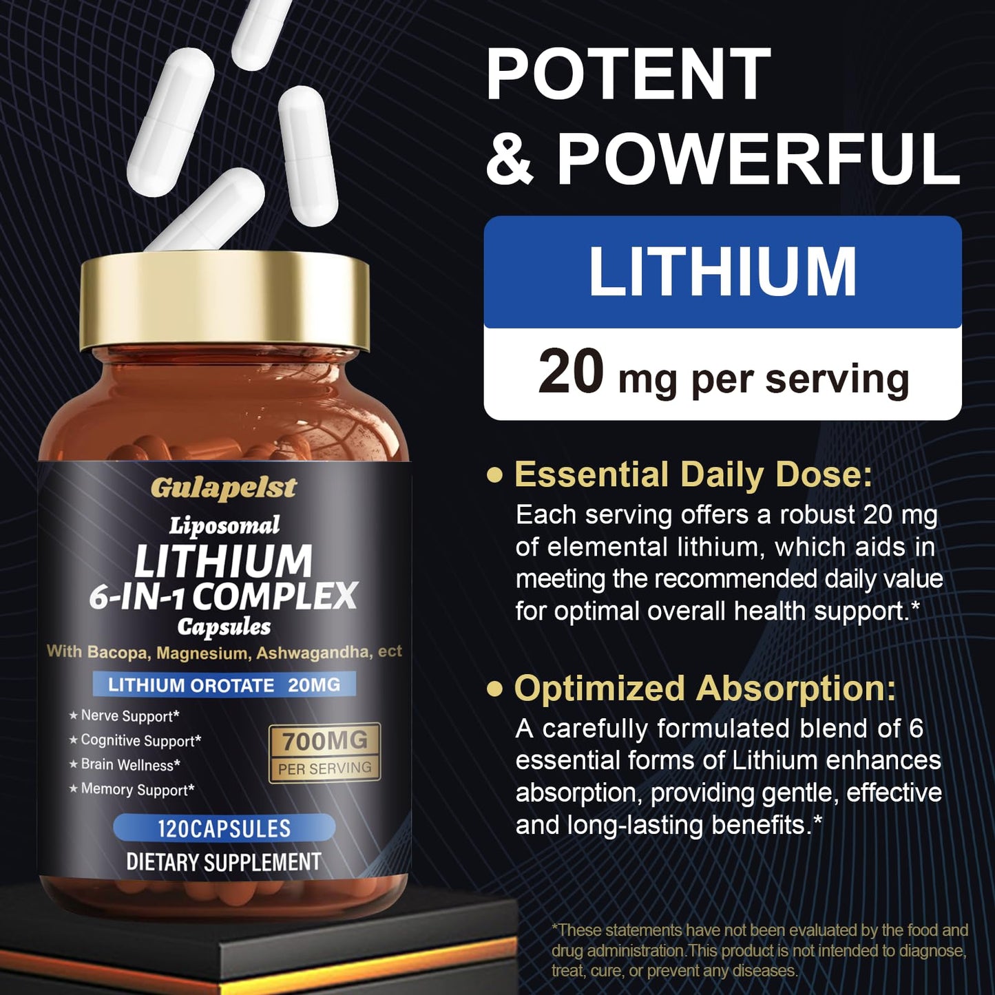 Gulapelst Lisopomal Lithium Orotate Complex Capsules, 240 Capsules