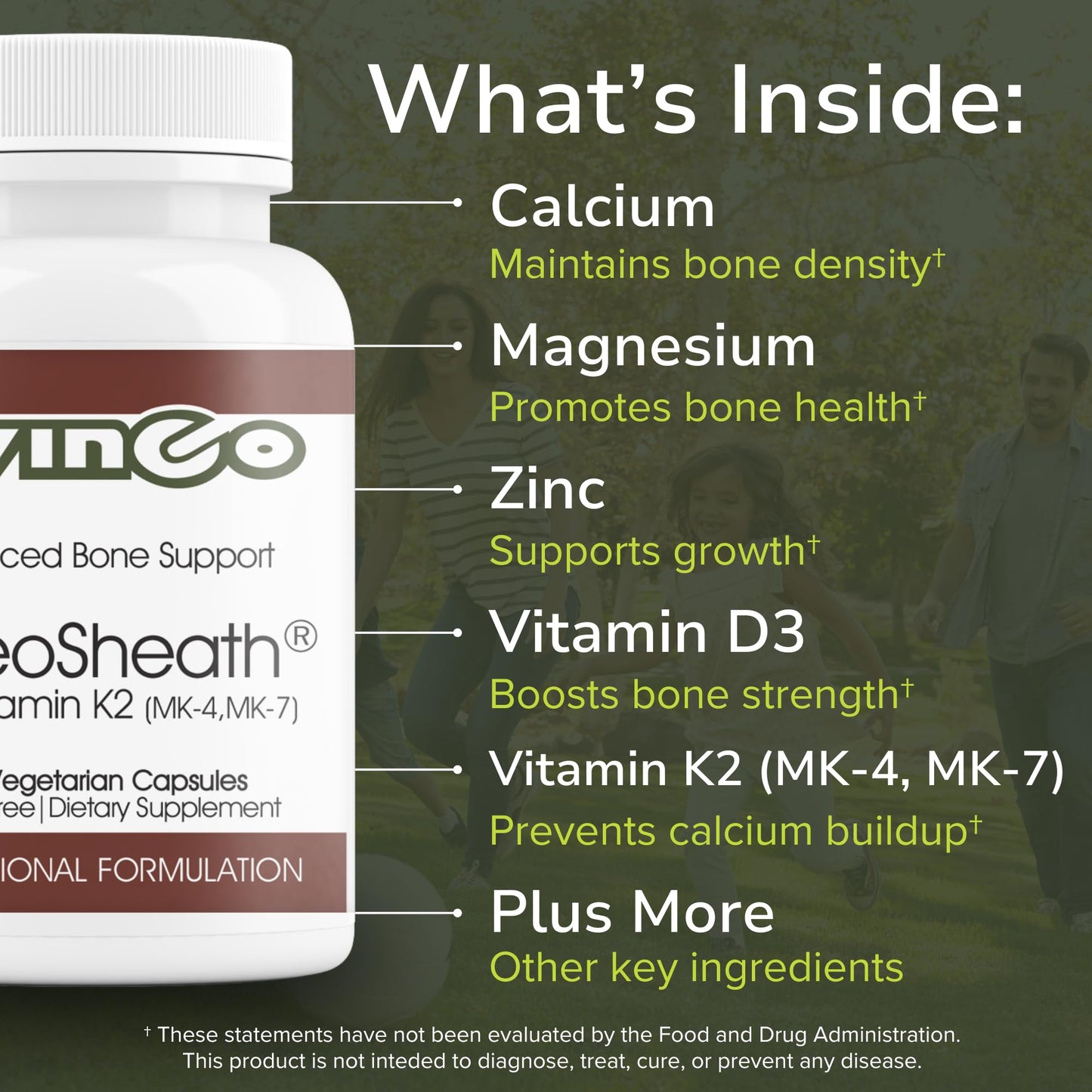 Vinco OsteoSheath Enhanced Bone Support Dietary Daily Supplement 180 Capsules