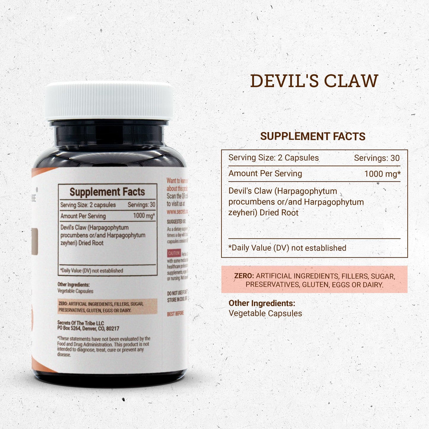 Secrets of the Tribe Devil's Claw Capsules, 60 Count