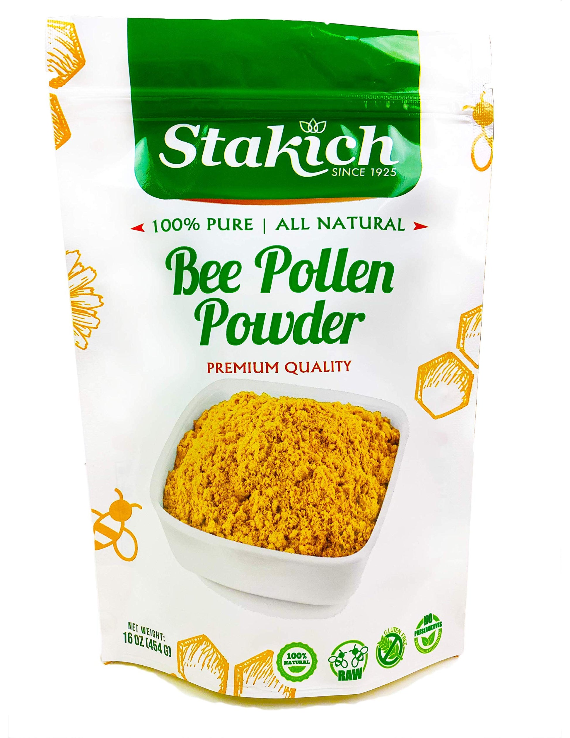 Stakich Bee Pollen Powder, 16 oz