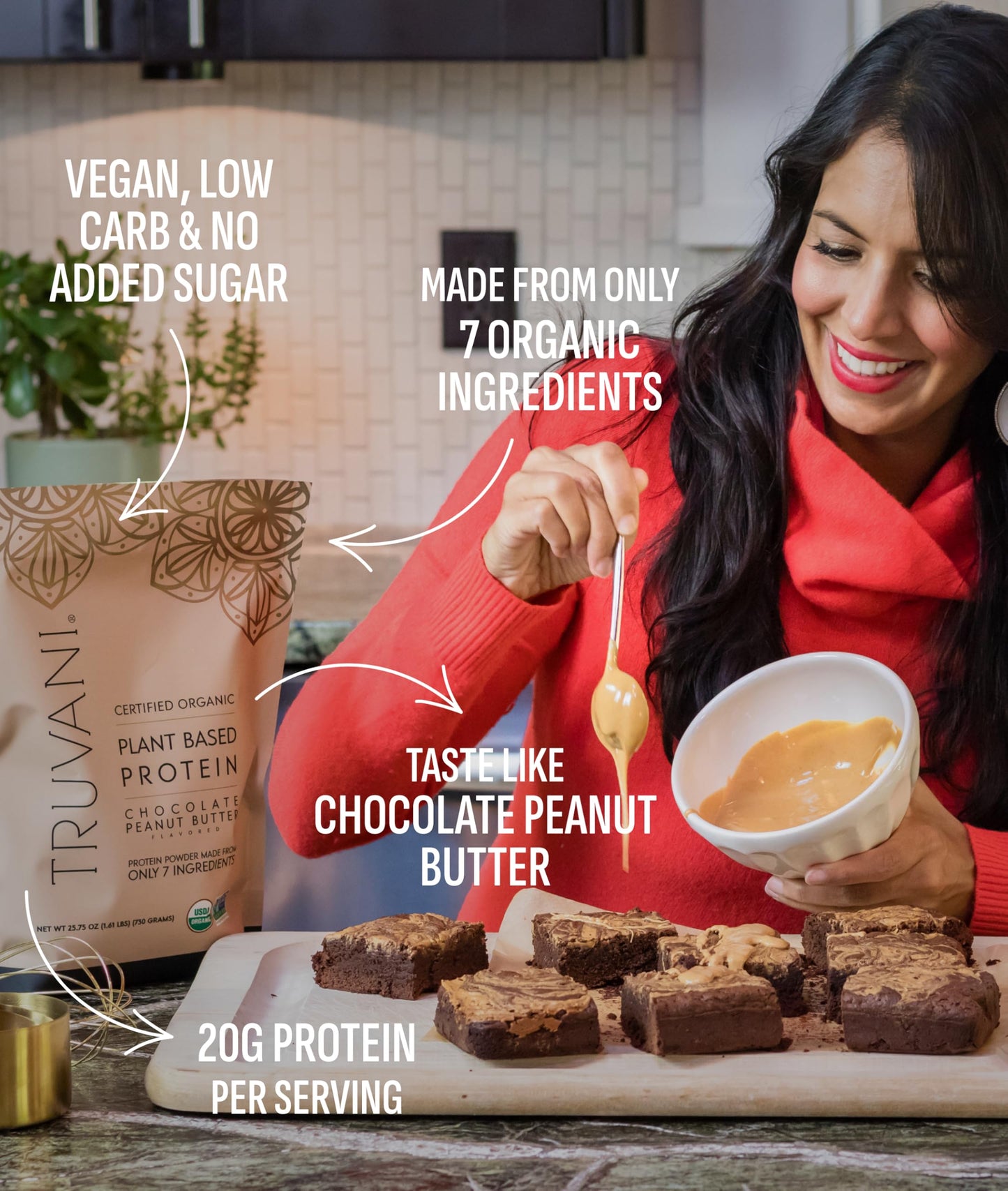 Truvani Dairy Free Protein Powder, Chocolate Peanut Butter, 20 Servings