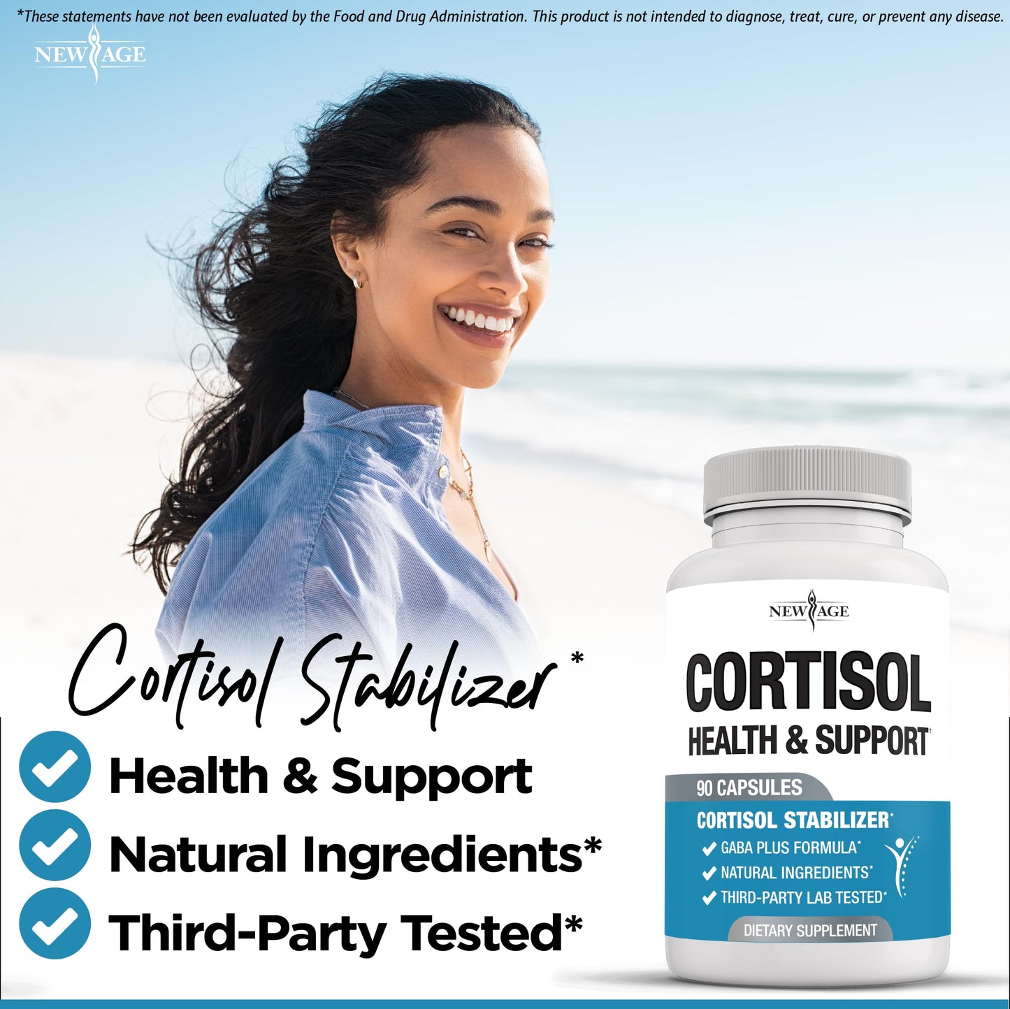 NEW AGE Cortisol Supplement for Women - Natural Cortisol Detox Manager Reducer Capsule 180