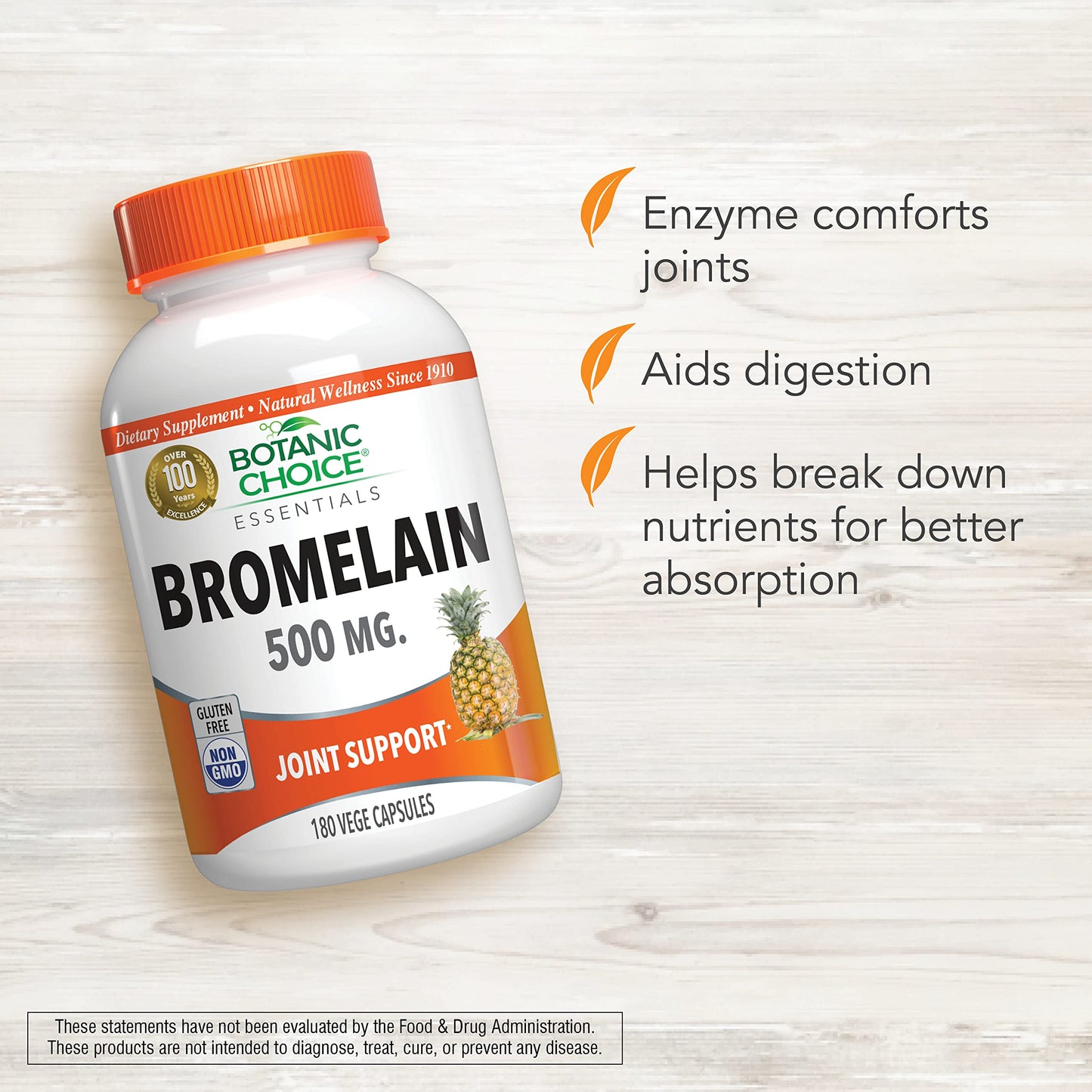 Botanic Choice Bromelain 500 mg Capsule, 180 Count