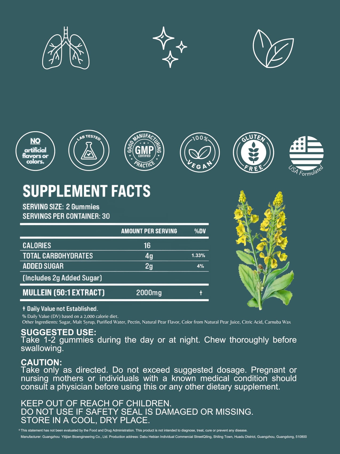 AMNS Mullein Gummies for Lungs 30 Count
