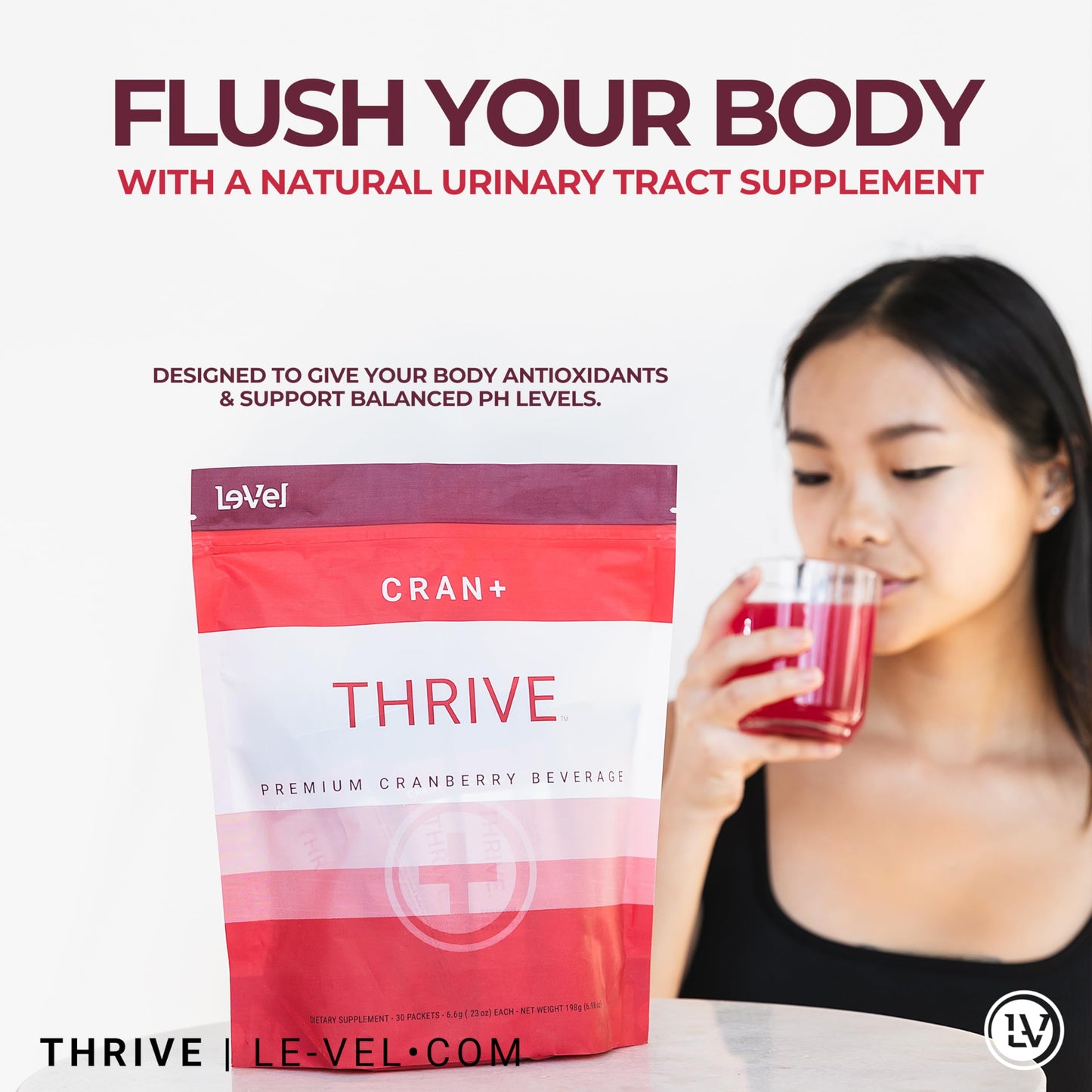 Le-Vel Thrive Cran+ Herbal Supplement Powder, 30 Packets
