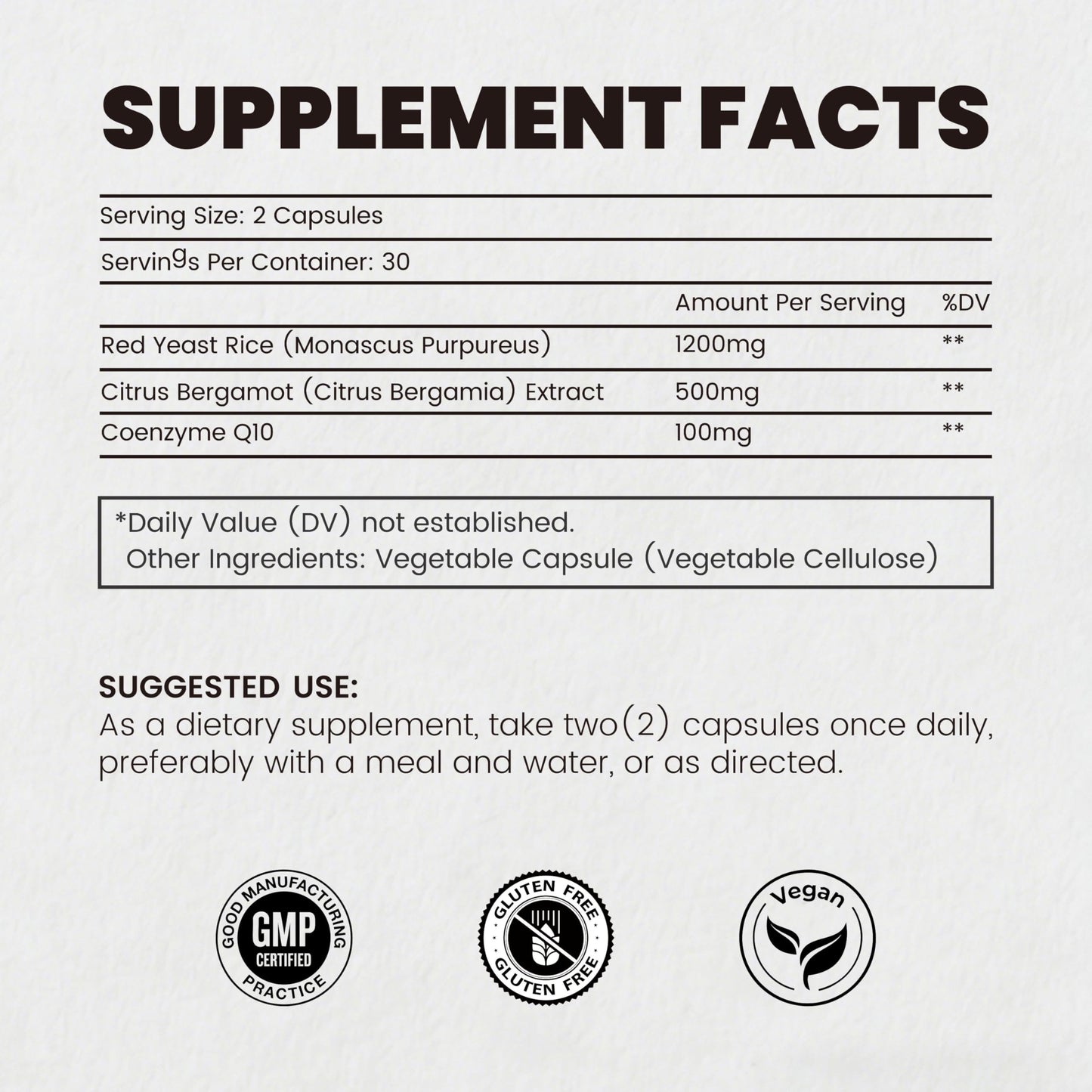 Higanbana Red Yeast Rice 1200mg with CoQ10 100mg & Citrus Bergamot 500mg - 3 in 1 Heart Health & Healthy Cholesterol Support Supplement - Cardiovascular Health Formula, 60 Capsules