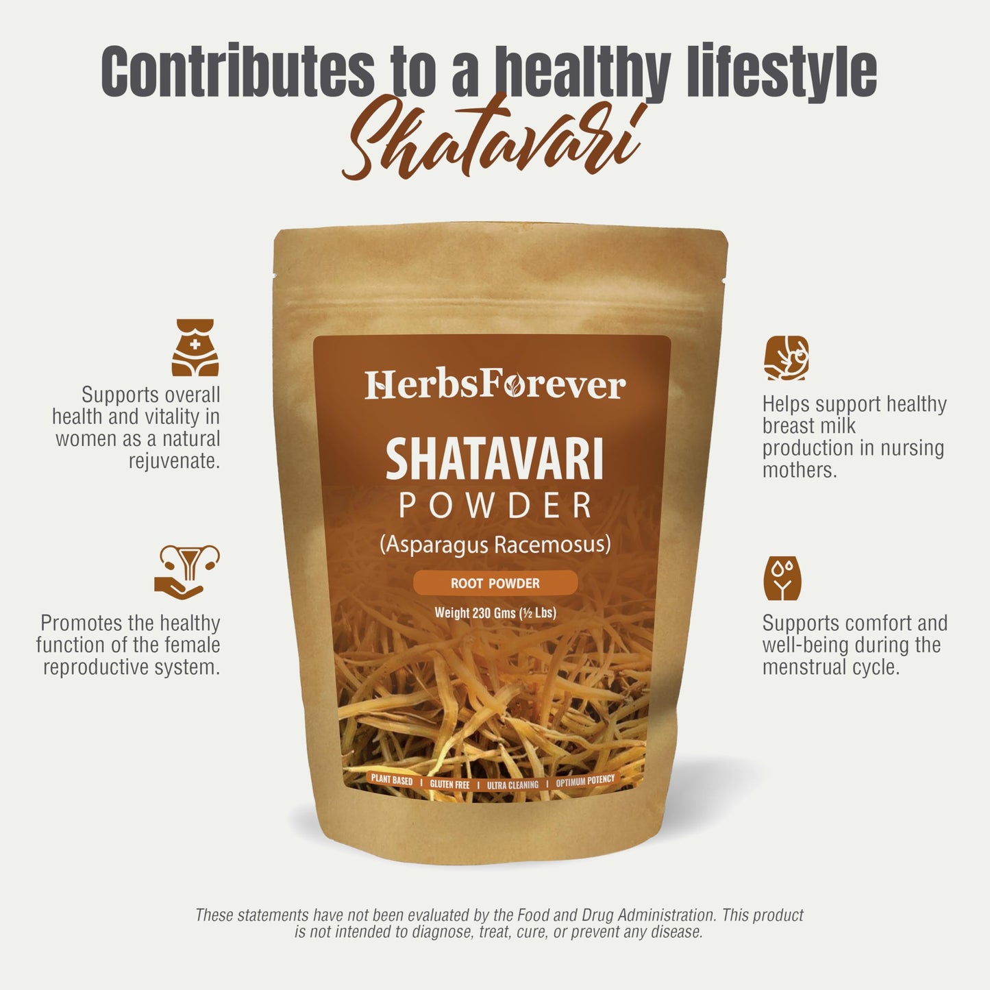 Herbsforever Shatavari (Asparagus Racemosus) Root Powder, 1 Count