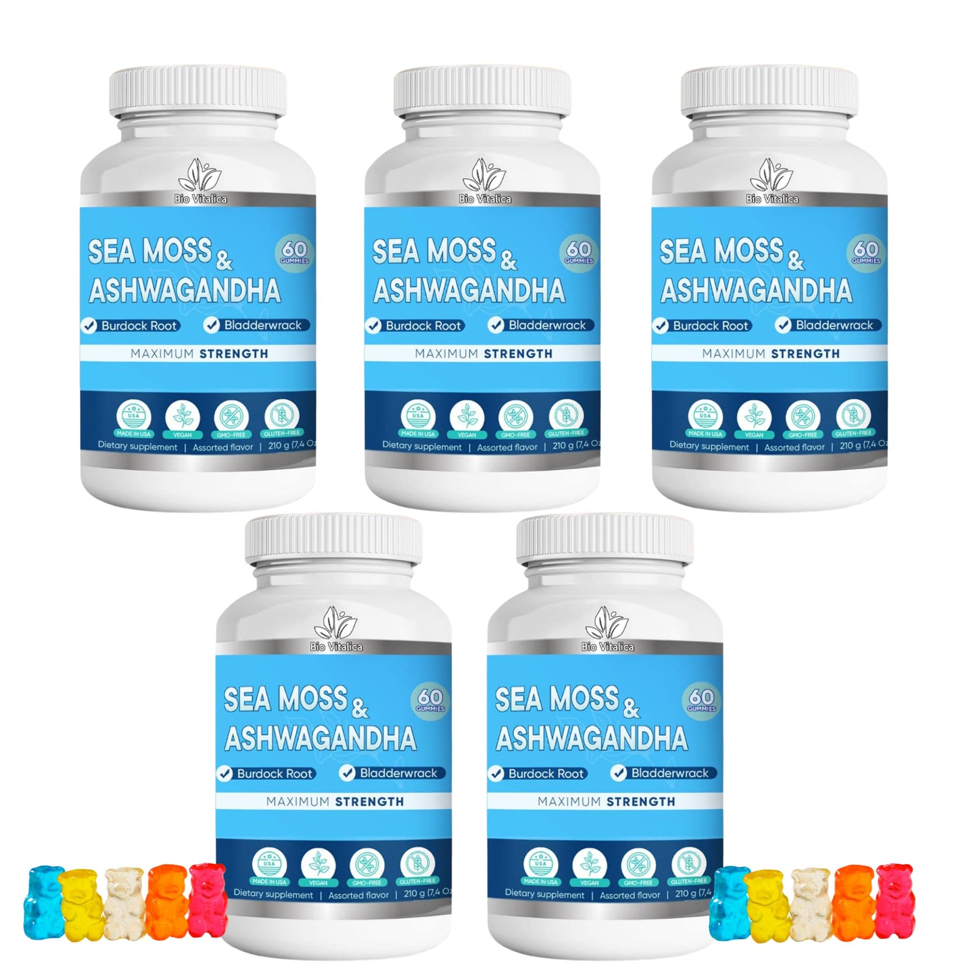 BIO VITALICA Sea Moss Ashwagandha Gummies Chewables, 300 Count