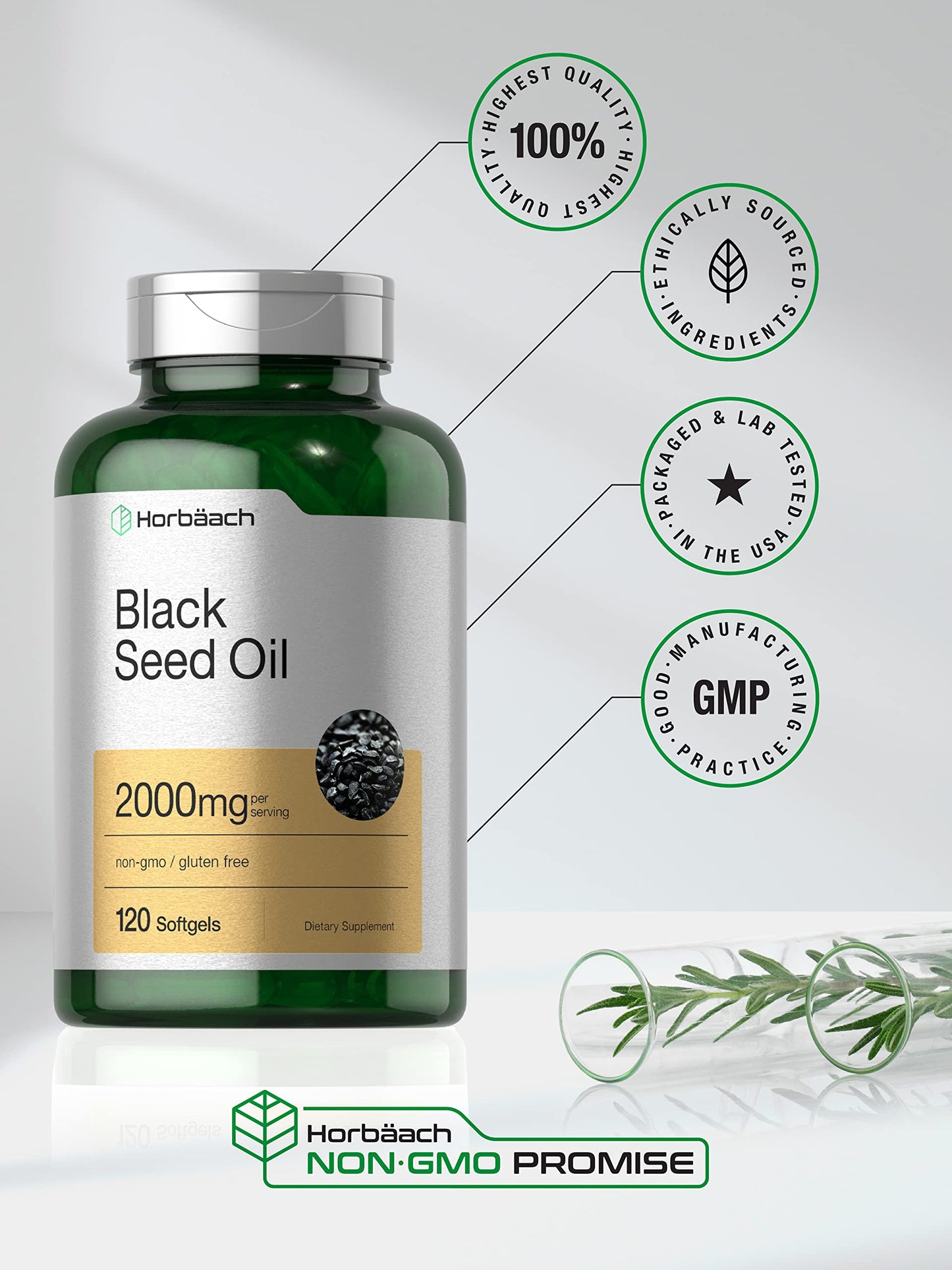 Horbäach Black Seed Oil Cold Pressed Softgel Capsules 120 Count
