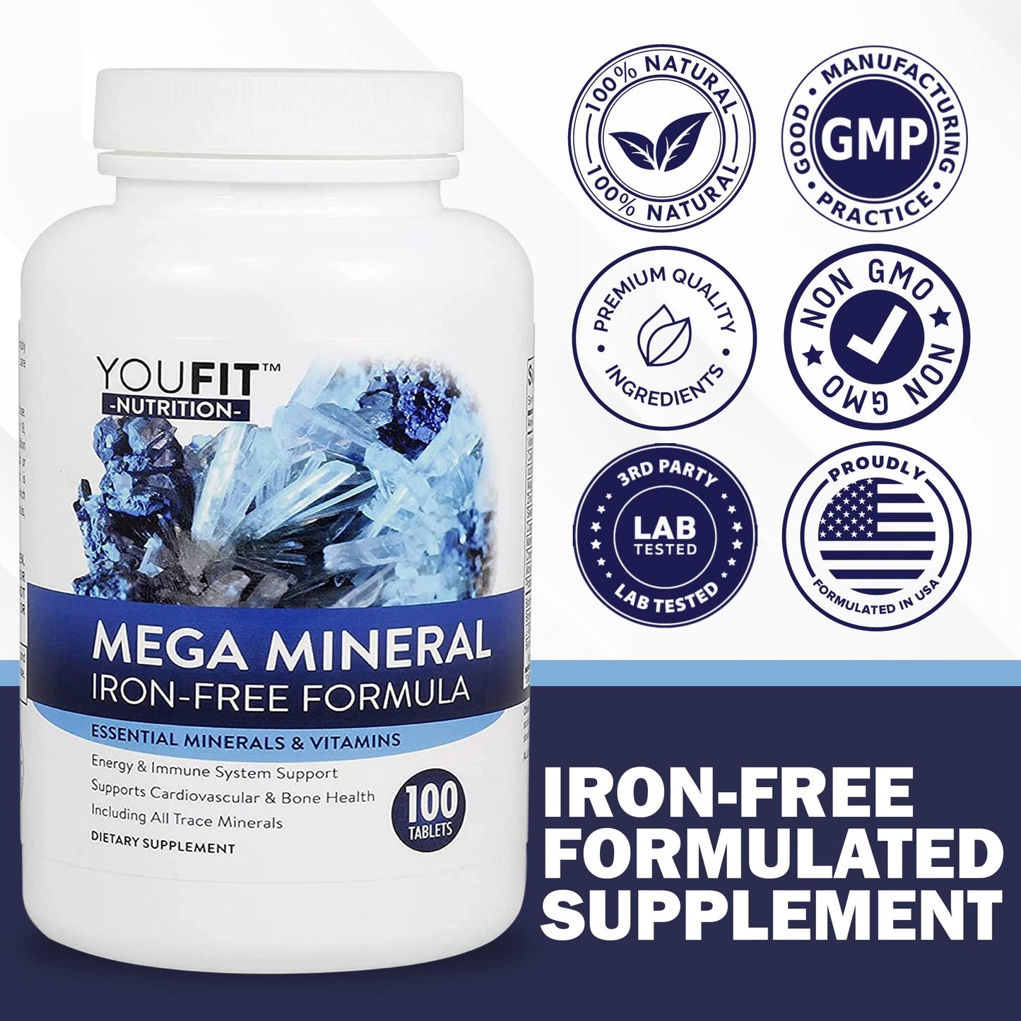 YouFit Nutrition Mega Minerals Supplement 100 Capsules