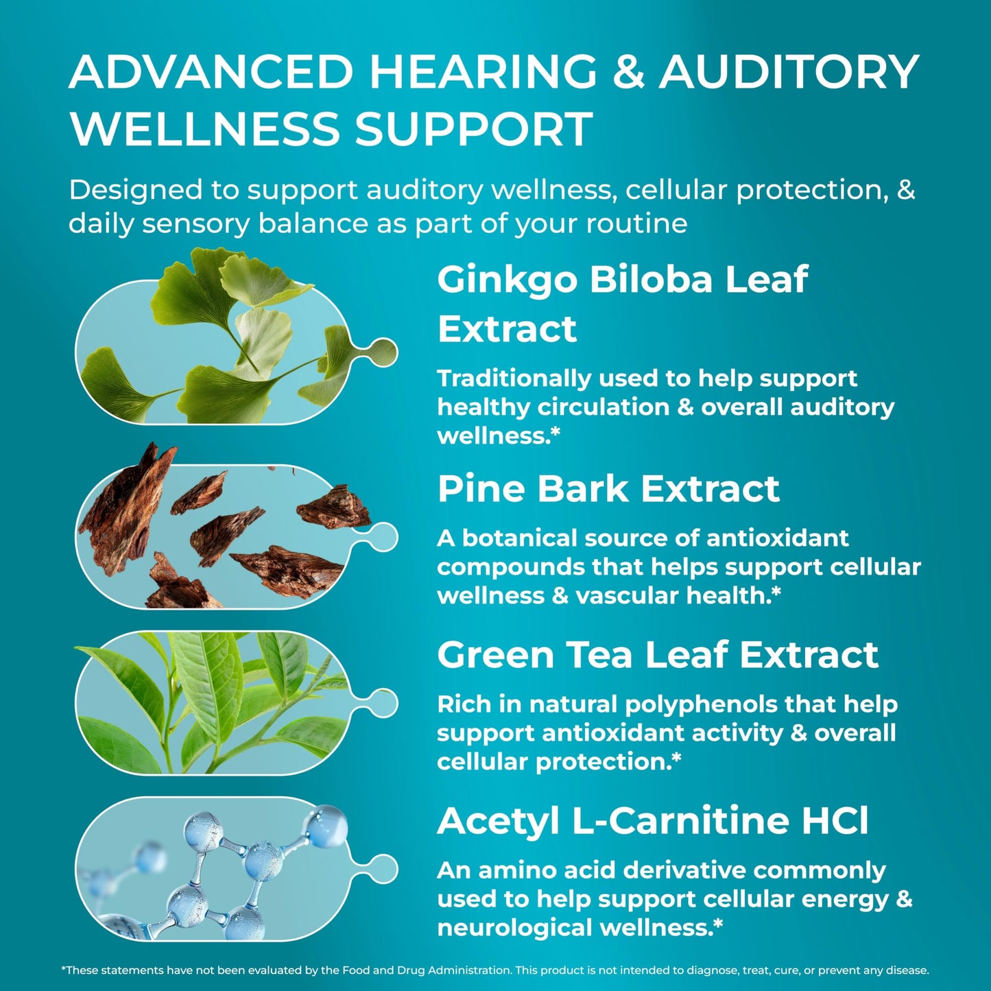 PUREHEALTH RESEARCH Hearing Support Formula Ear Health Supplement Capsule 120 Count
