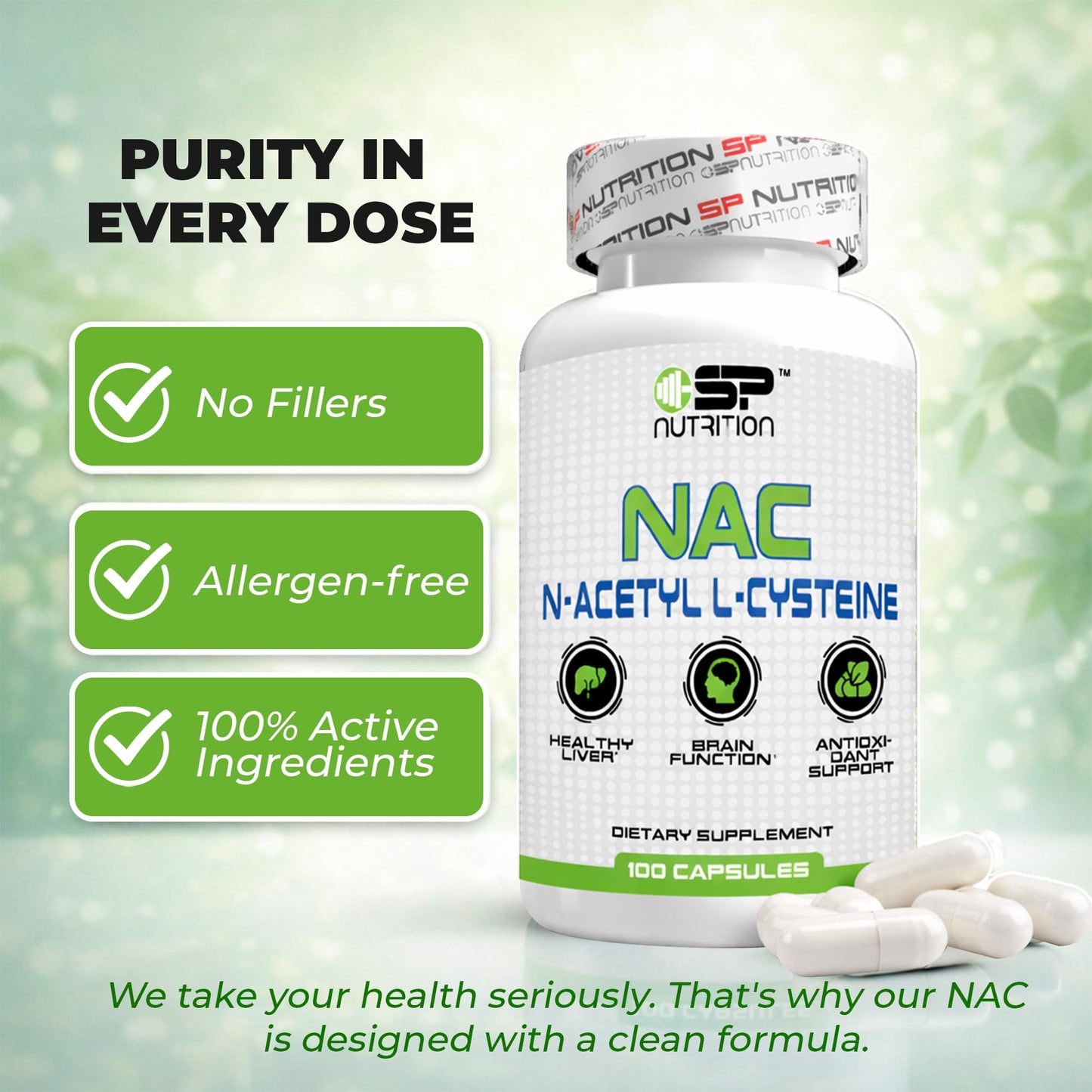 S Nutrition NAC N-Acetyl L-Cysteine Supplement, 600mg, 90 Capsules