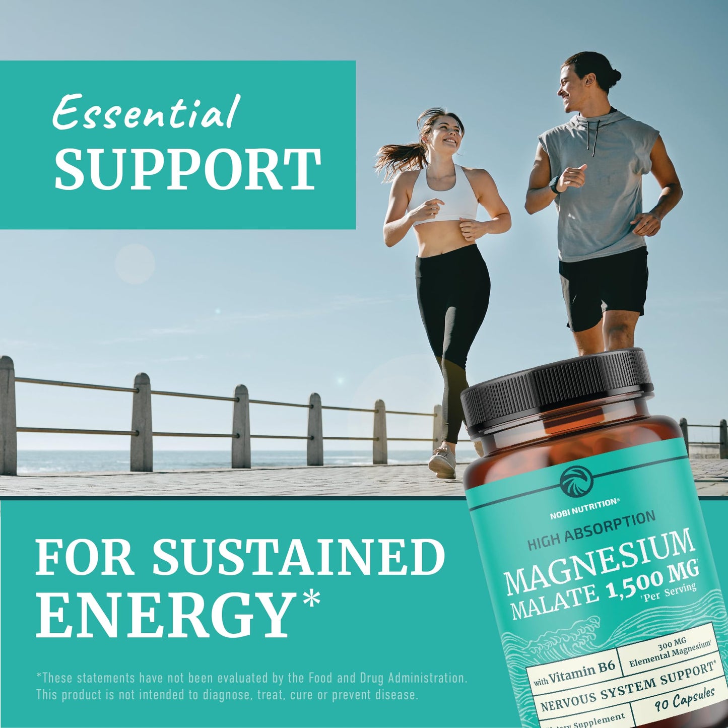 Nobi Nutrition Magnesium Malate 1500MG Capsules, 90 Count