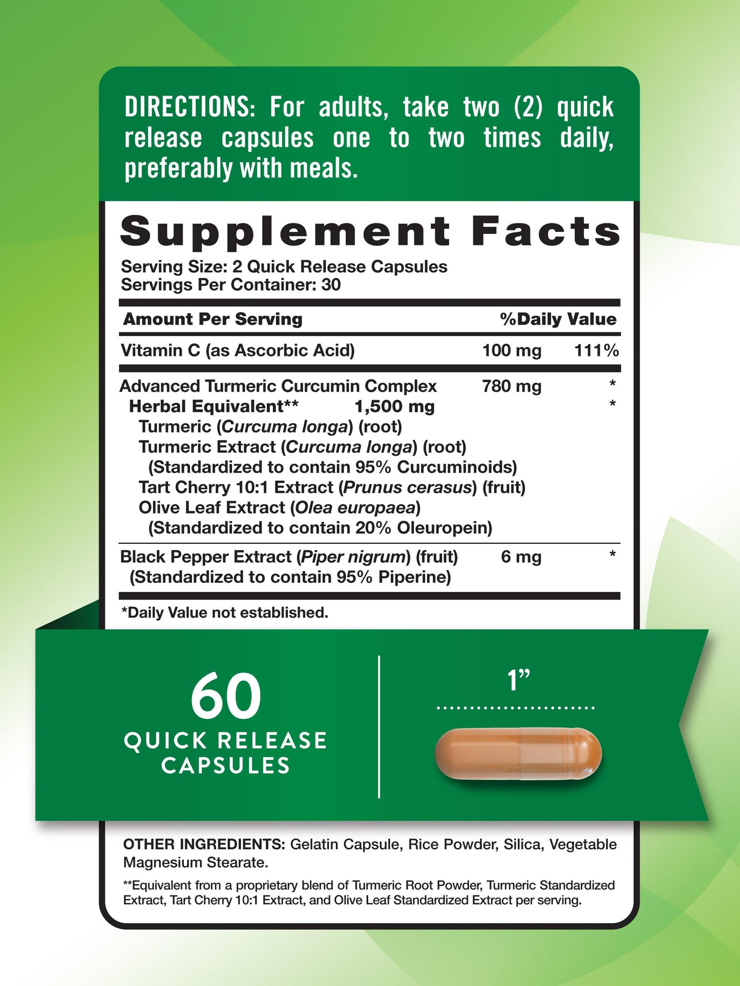 Nature's Truth Turmeric Curcumin 60 Capsules