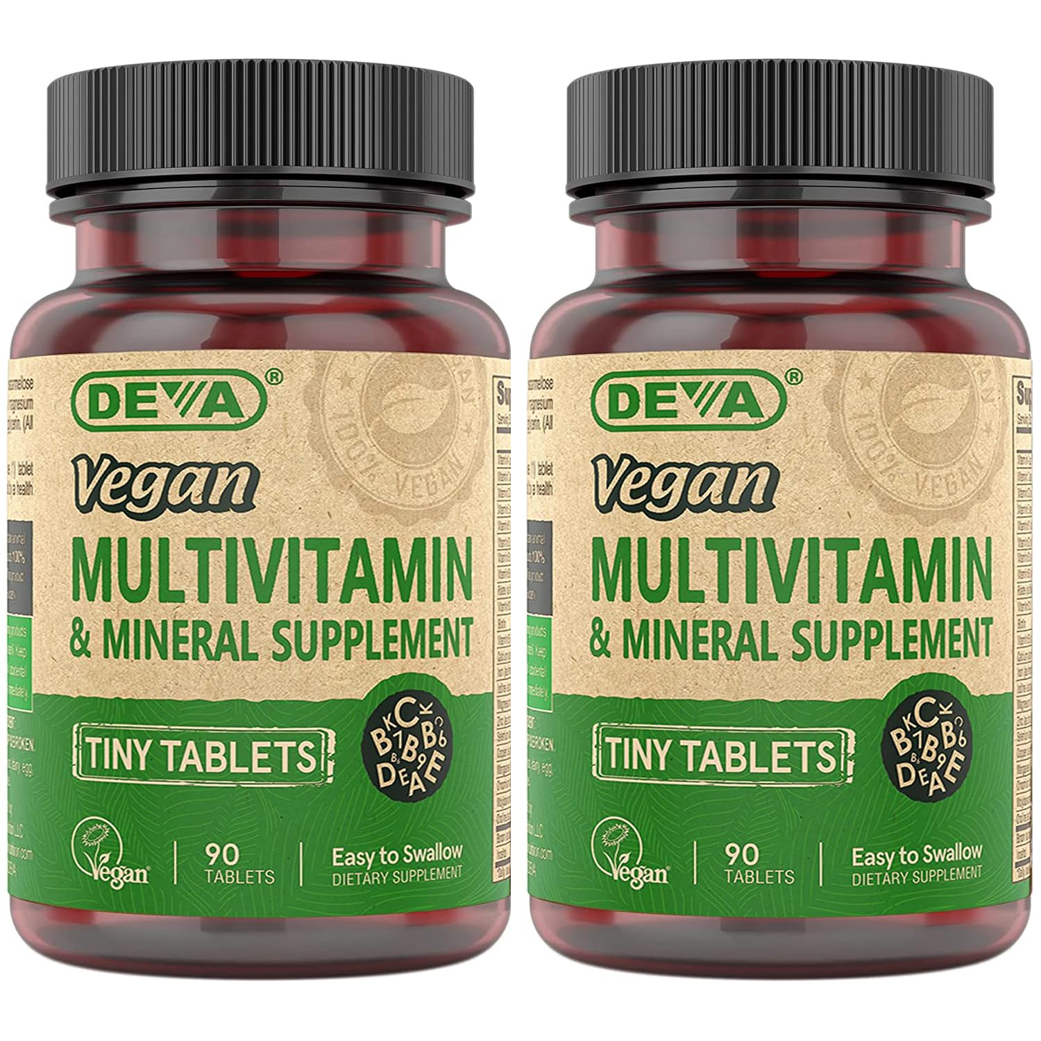 DEVA Tiny Tablets Vegan Multivitamin for Women & Men, 180 Tablets