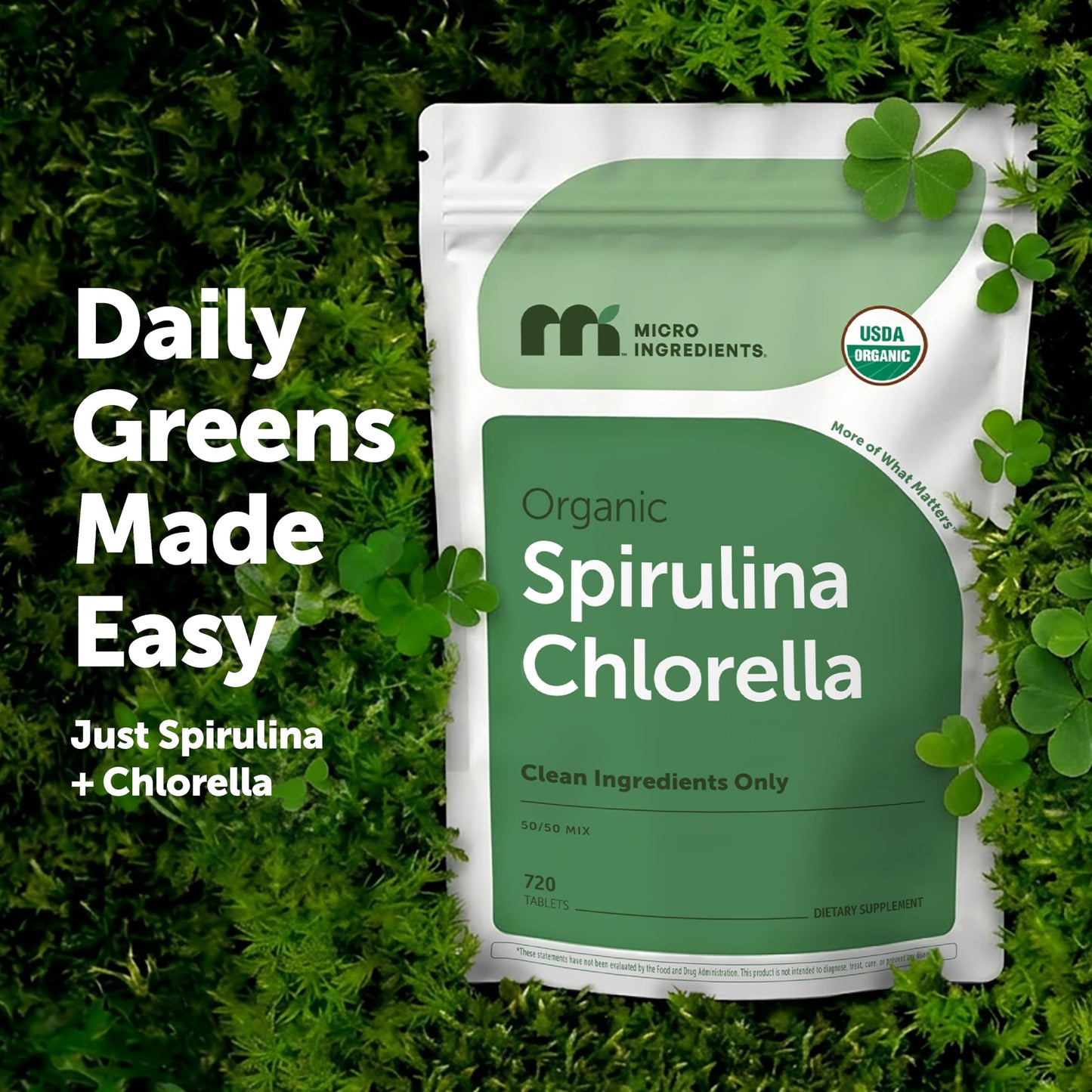 Micro Ingredients Organic Spirulina Chlorella 720 Tablets